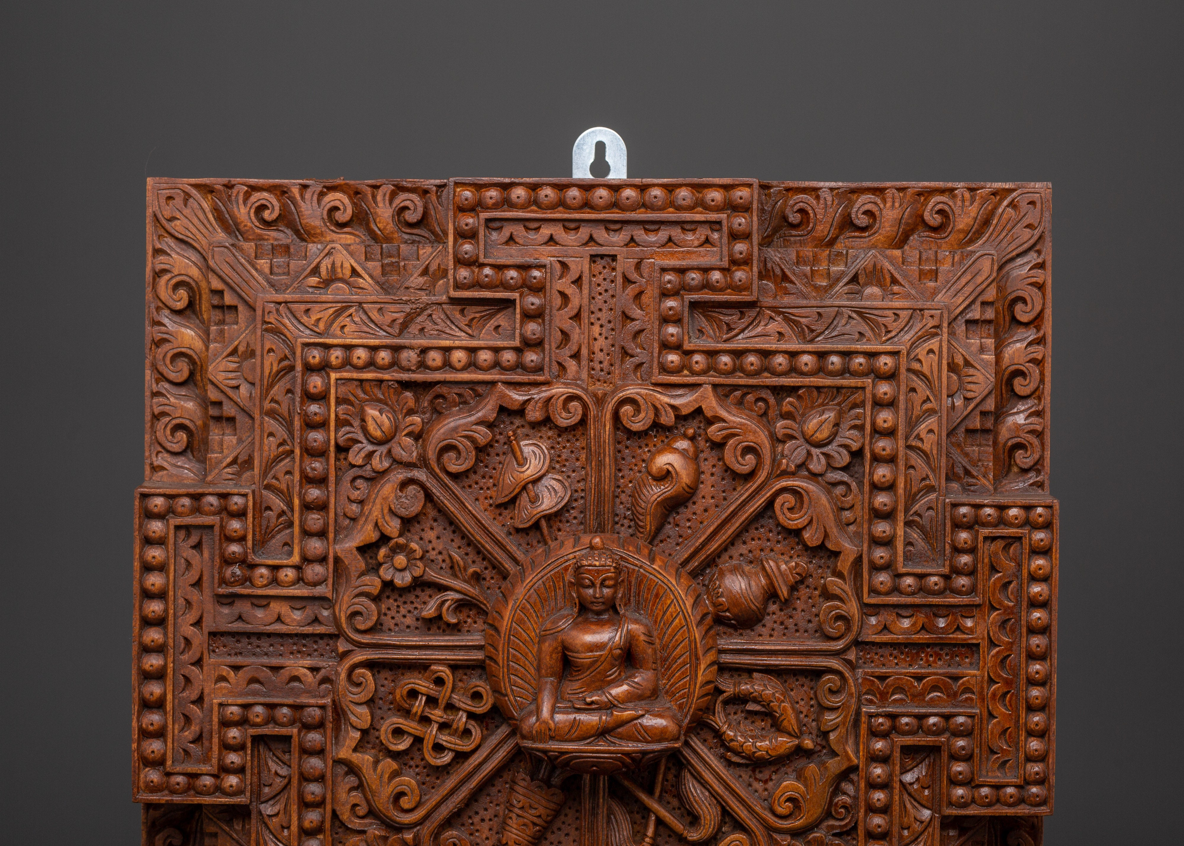 Shakyamuni Buddha Wall Hanging Decor | Hand-Carved Wooden Buddha Art