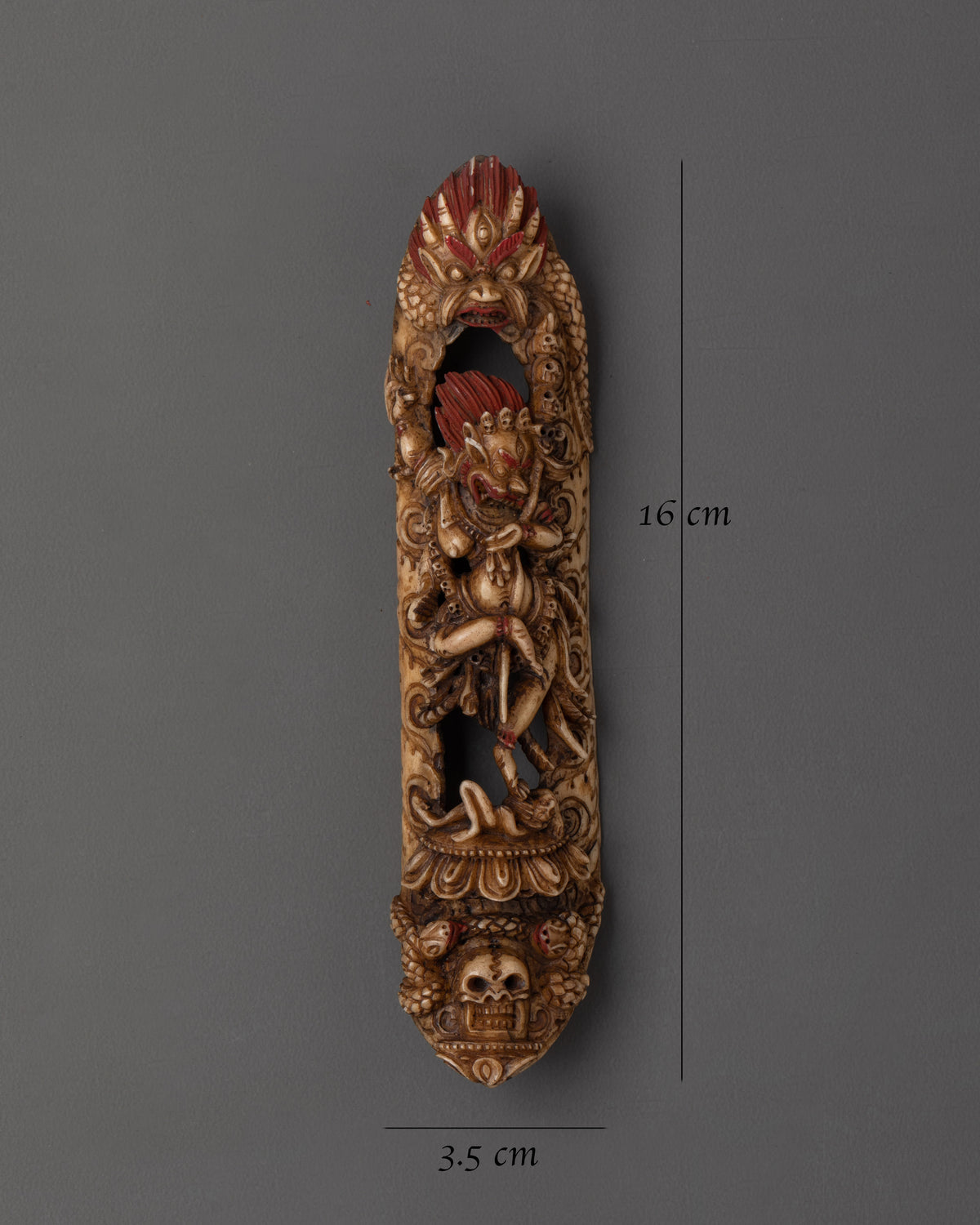 Simhamukha Buddhist Carved Plaque | Tibetan Bone Carving Artwork