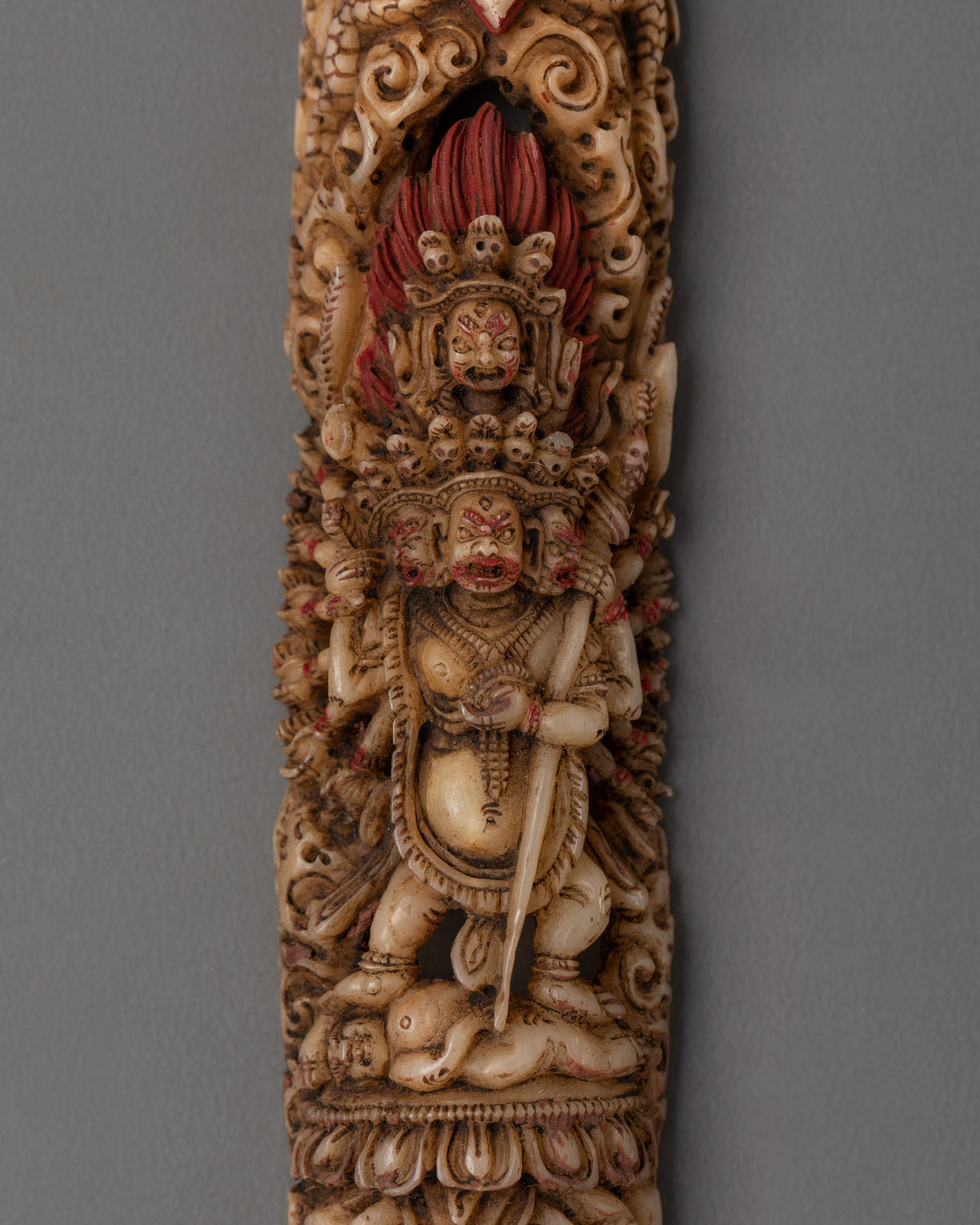 Mahakala Tibetan Bone Carving | Buddhist Protector Deity Artwork
