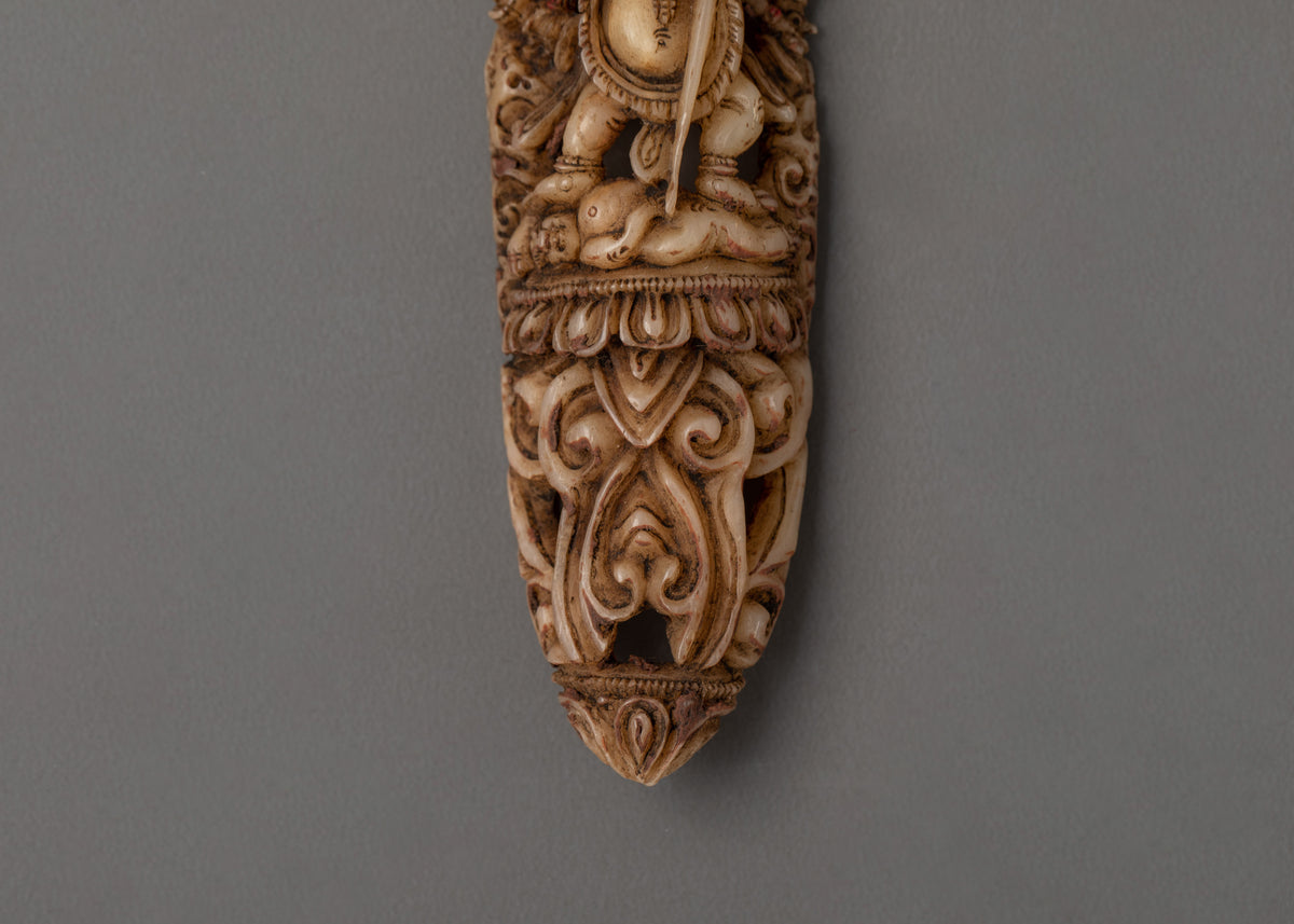 Mahakala Tibetan Bone Carving | Buddhist Protector Deity Artwork