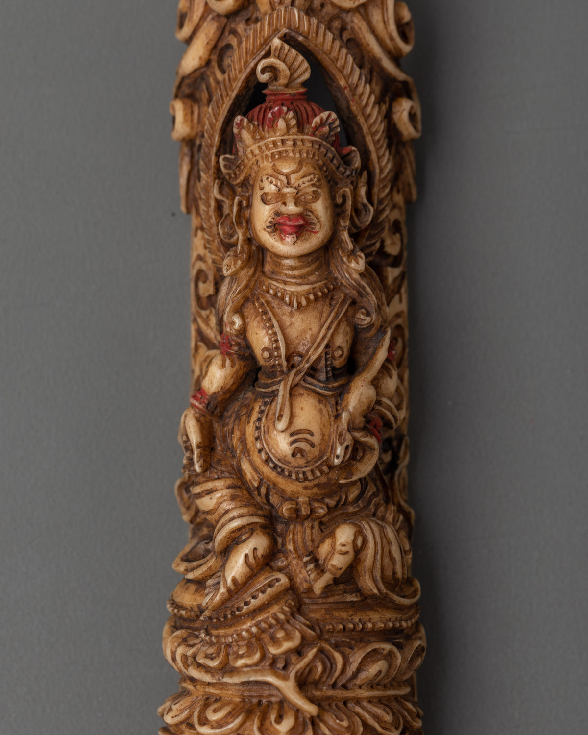 Dzambhala Wealth Deity Carving | Tibetan Bone Sculpture Artwork