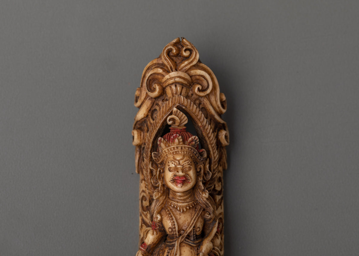 Dzambhala Wealth Deity Carving | Tibetan Bone Sculpture Artwork