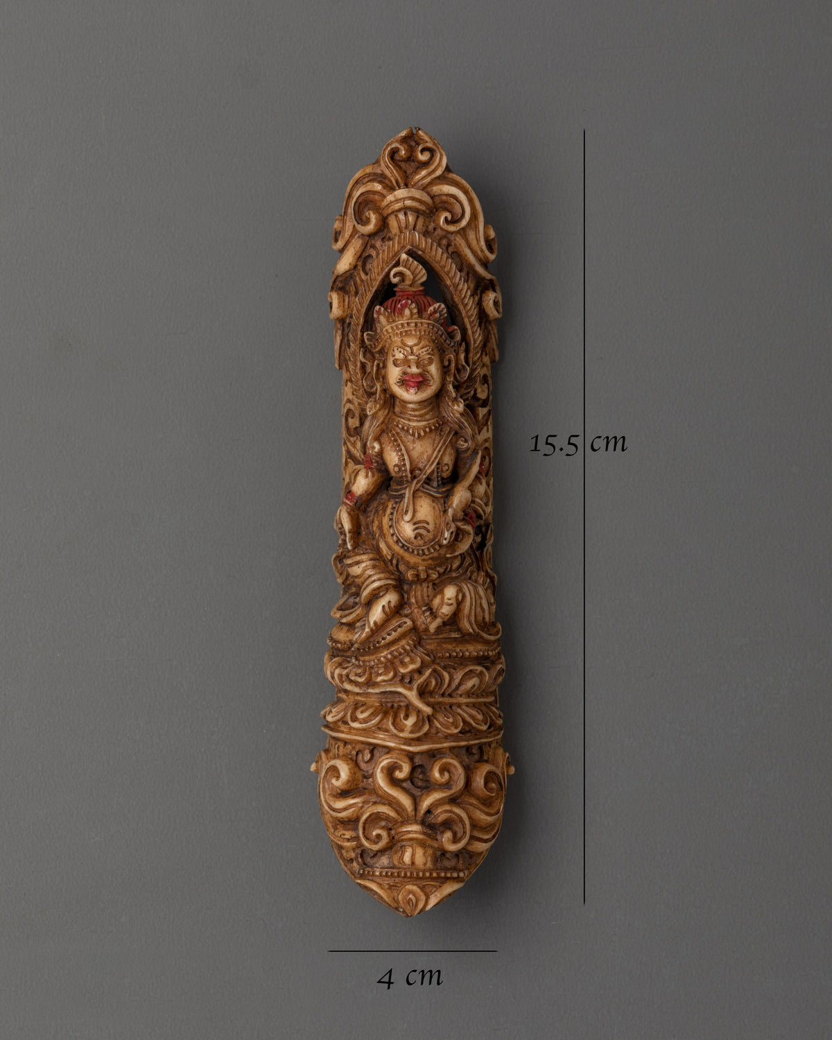 Dzambhala Wealth Deity Carving | Tibetan Bone Sculpture Artwork