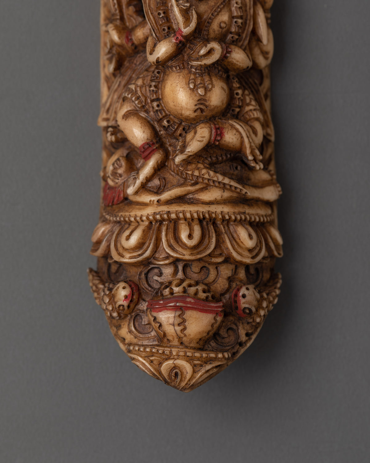Sacred Tibetan Mahakala Bone Carving | Buddhist Protector Deity Artwork