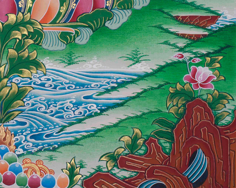 Original Hand-Painted Four Armed Chenrezig Thangka | Tibetan Buddhist Painting