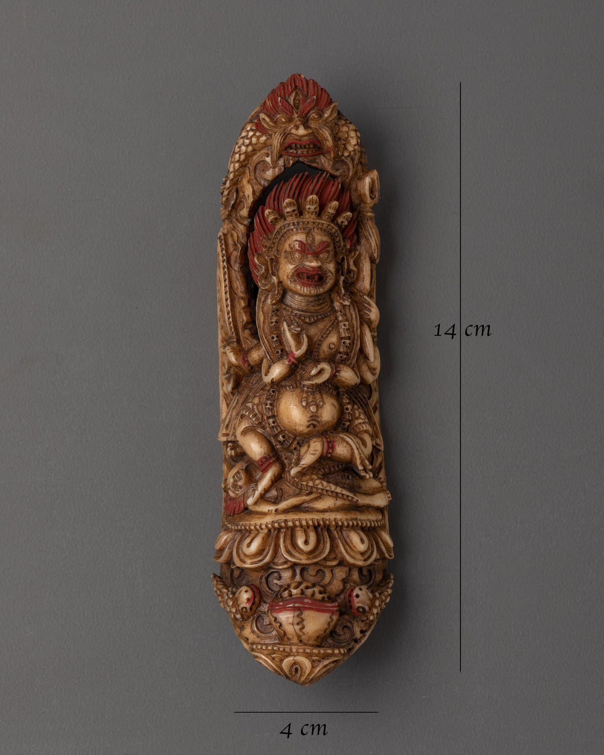 Sacred Tibetan Mahakala Bone Carving | Buddhist Protector Deity Artwork
