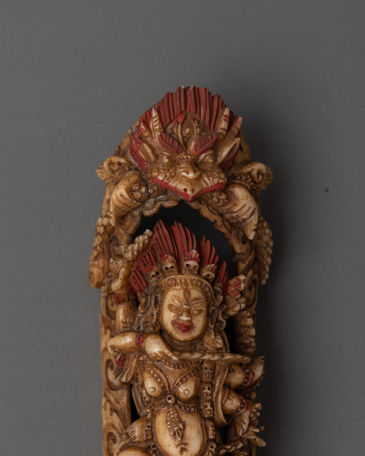 Red Tara Kurukulla Bone Carving | Tibetan Buddhist Dakini Artwork