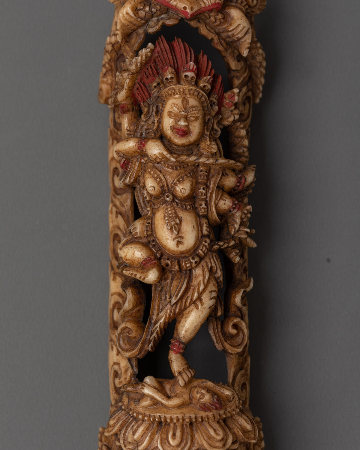 Red Tara Kurukulla Bone Carving | Tibetan Buddhist Dakini Artwork