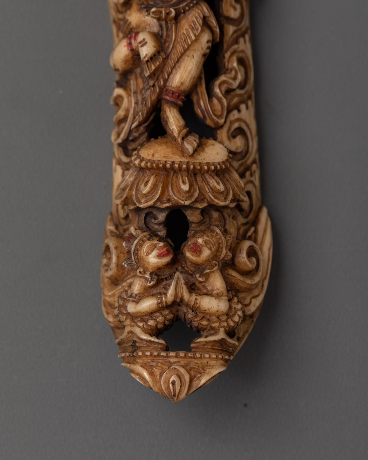 Handcrafted Simhamukha Bone Sculpture | Sacred Vajrayana Artwork