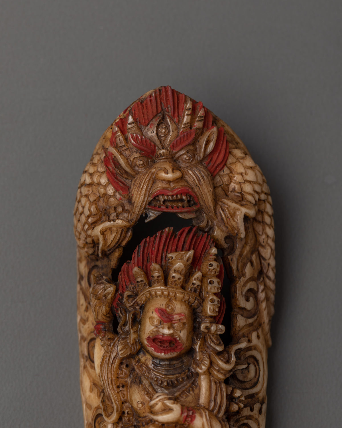 Handcarved Troma Nagmo Sculpture | Vajrayana Wrathful Dakini Bone Art