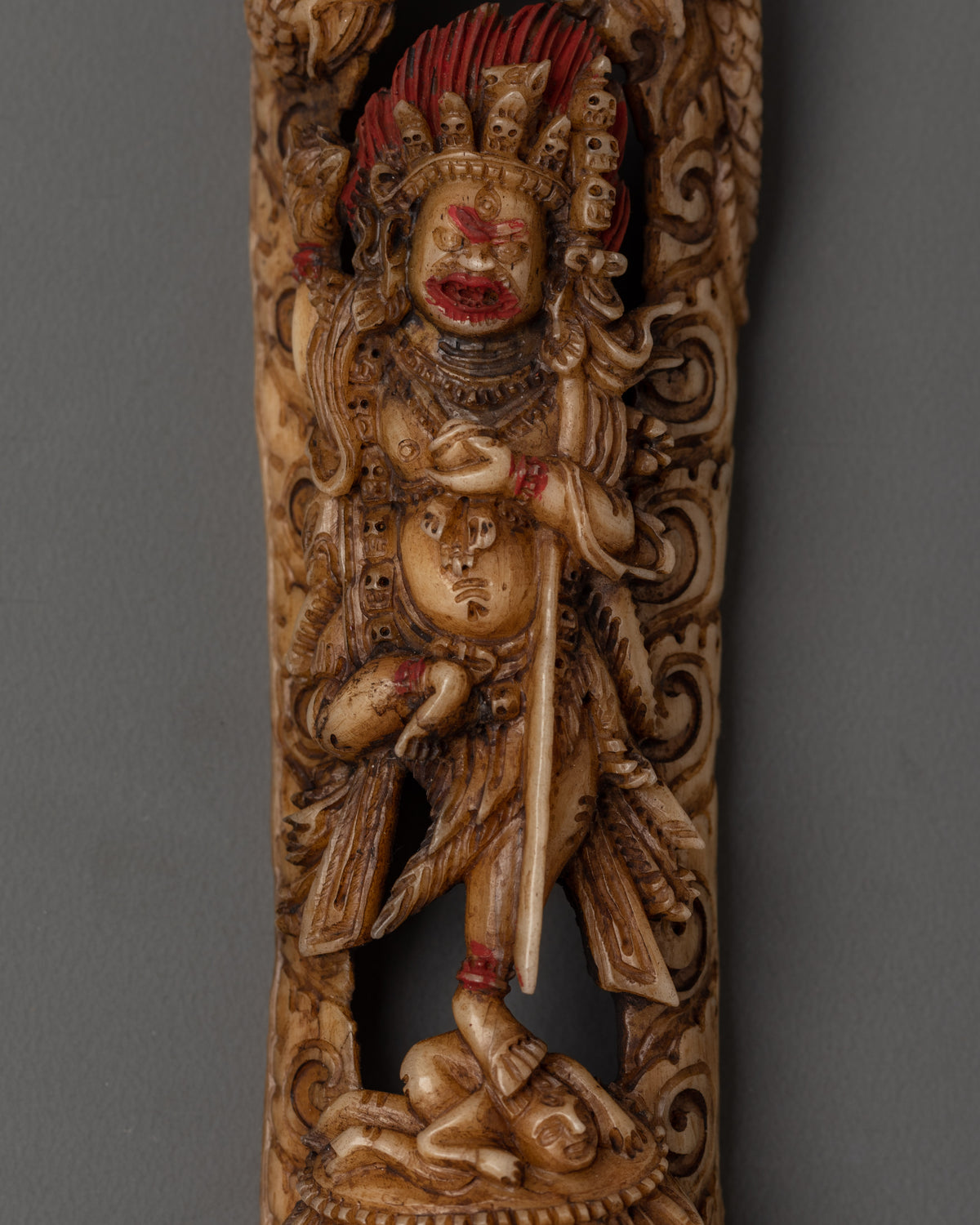 Handcarved Troma Nagmo Sculpture | Vajrayana Wrathful Dakini Bone Art