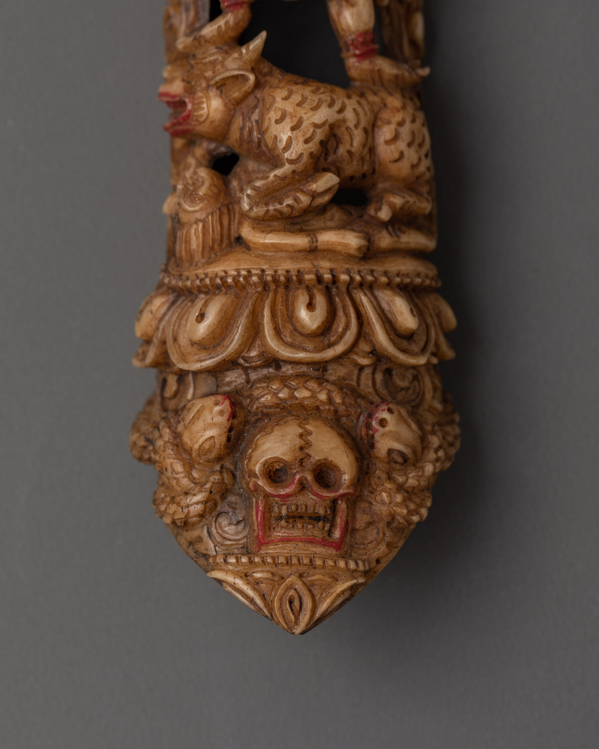 Simhamukha Lion-Faced Dakini | Hand-Carved Bone Sculpture