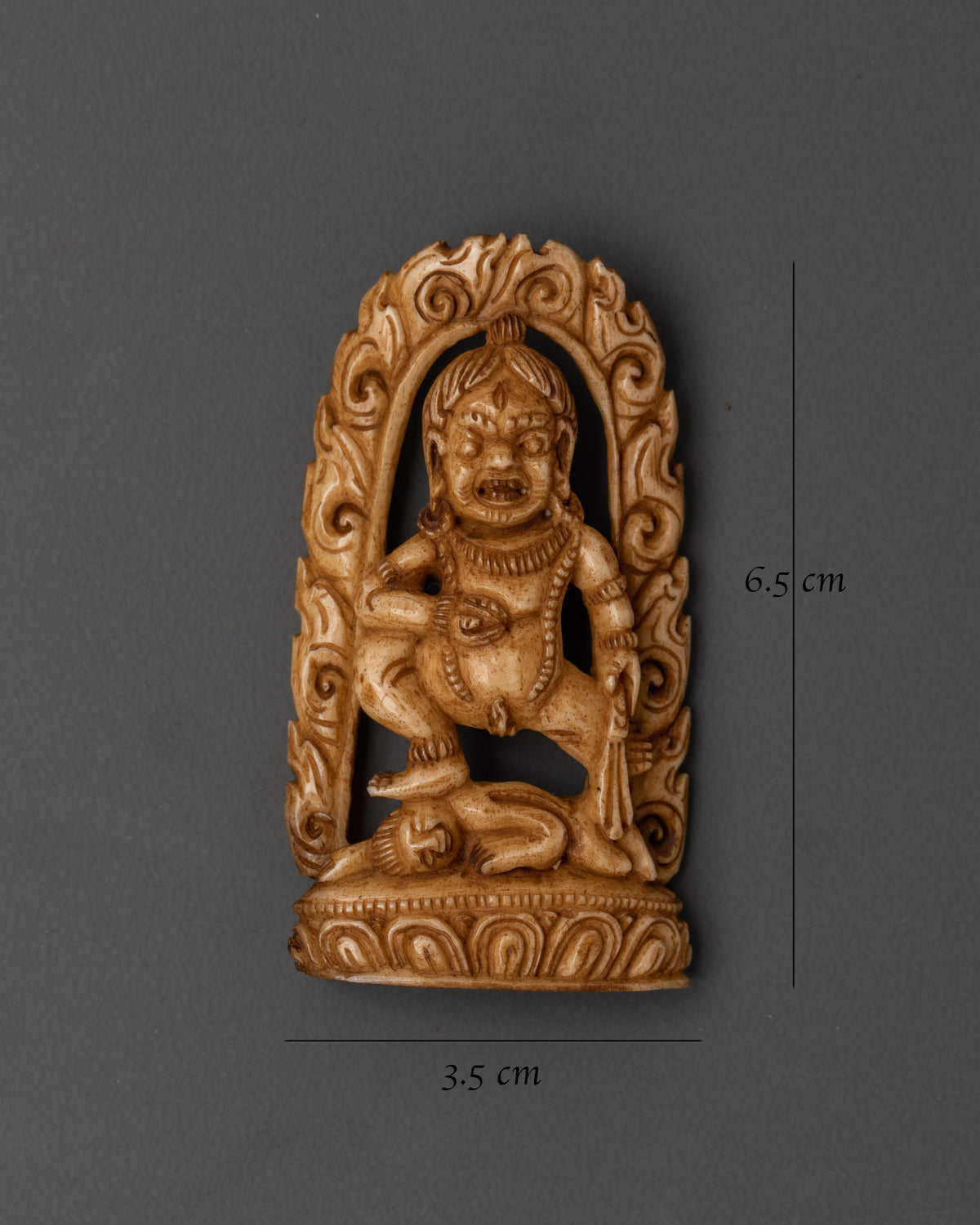 Black Dzambhala Tibetan Carved Plaque | Buddhist Wealth Deity Artwork