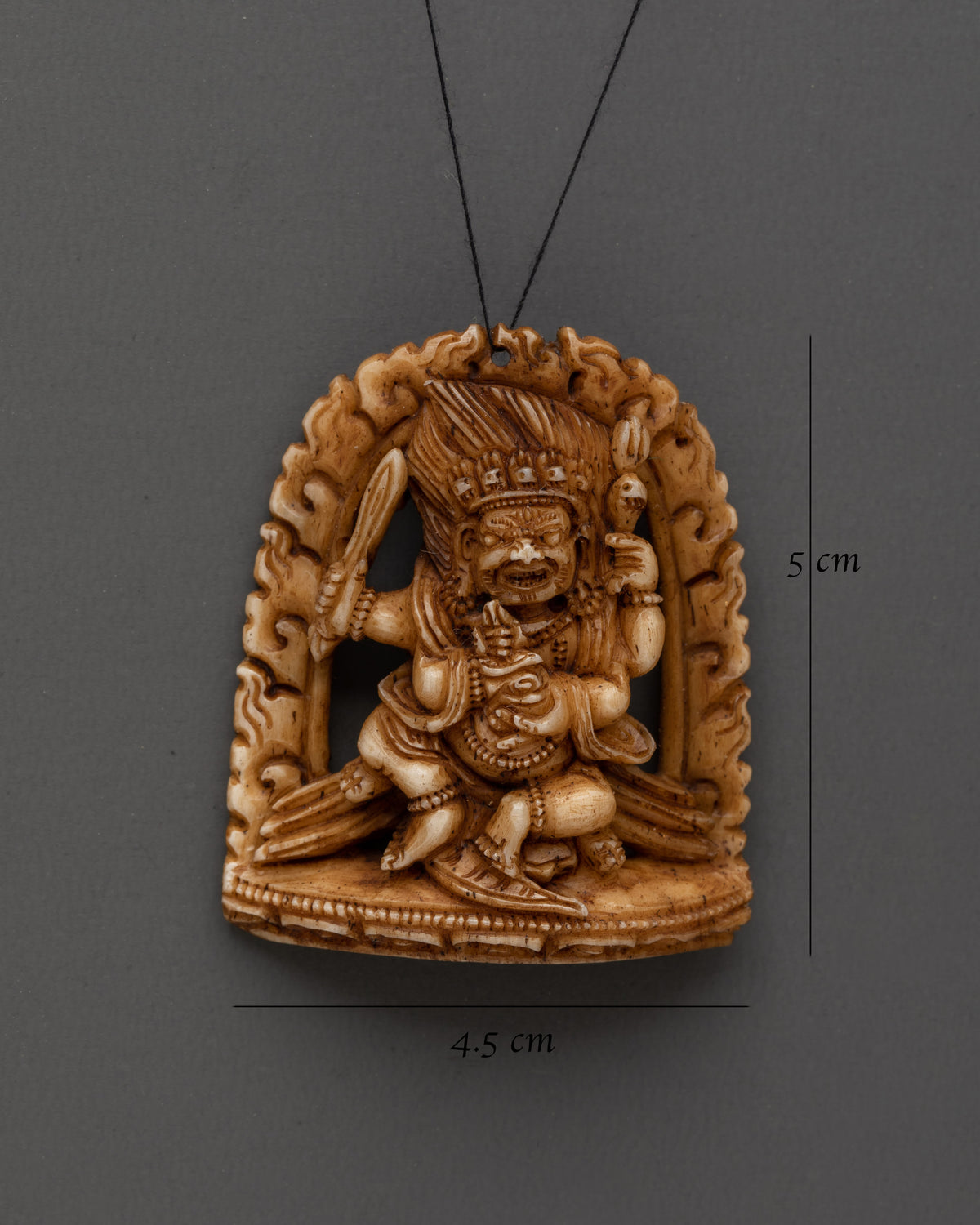 Mahakala Protector Deity Pendant | Himalayan Bone Carving Art
