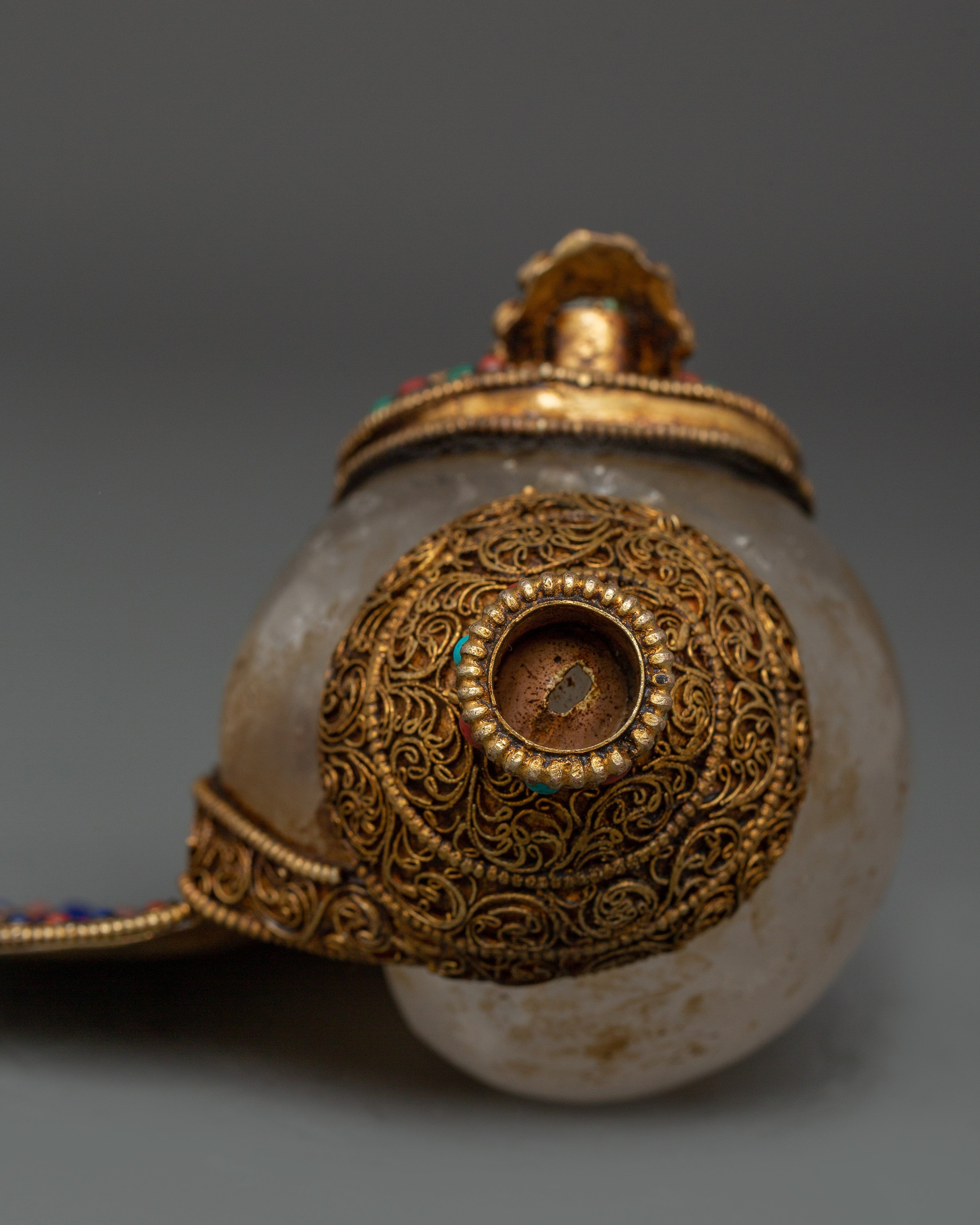 Sacred Gold-Plated Copper Conch Shell | Handcrafted Decor