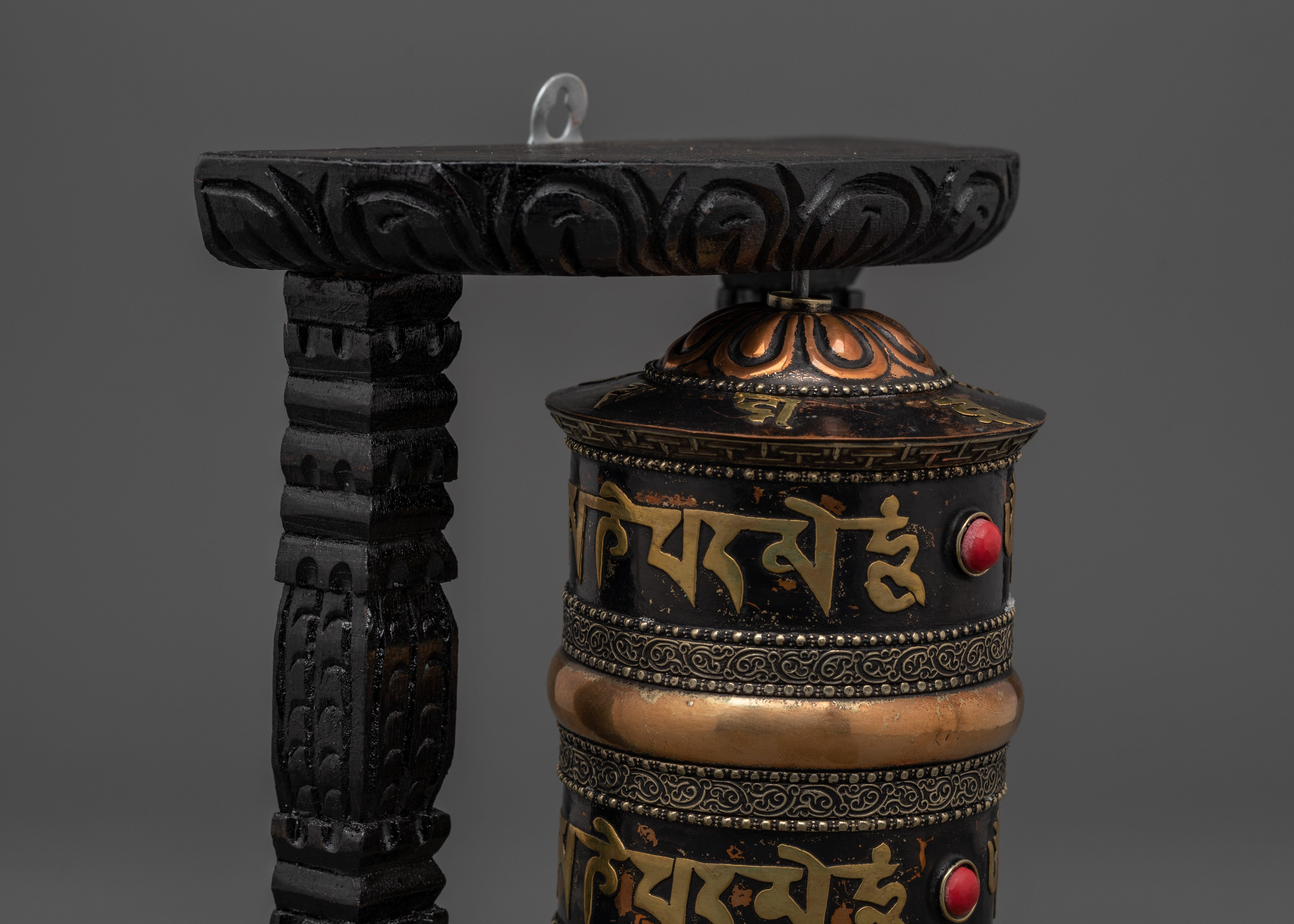 Meditation Prayer Wheel | Traditional Buddhist Wheel with Coral Stones