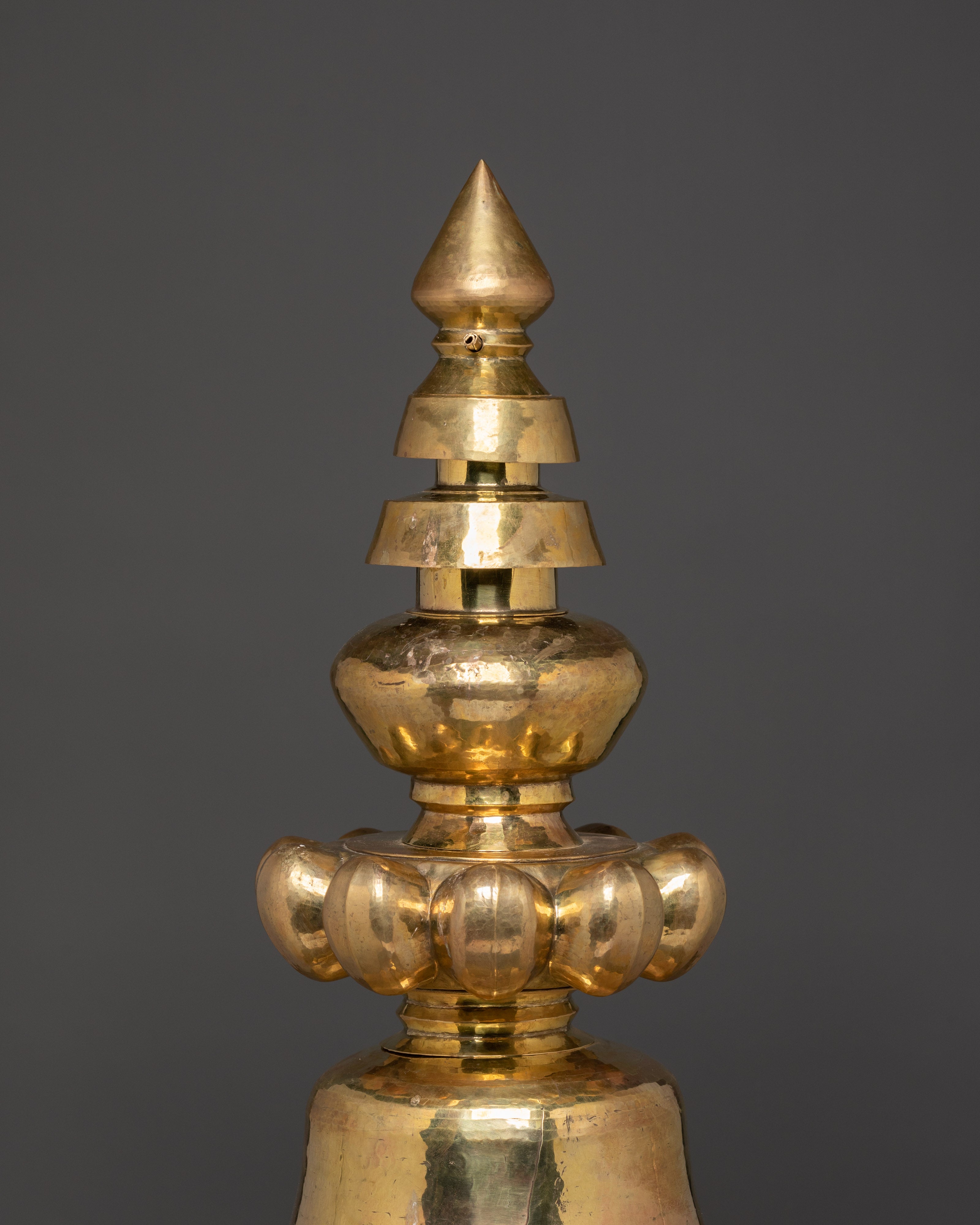 Tibetan Shrine Top Piece Gajur | Handcrafted Brass Gajur