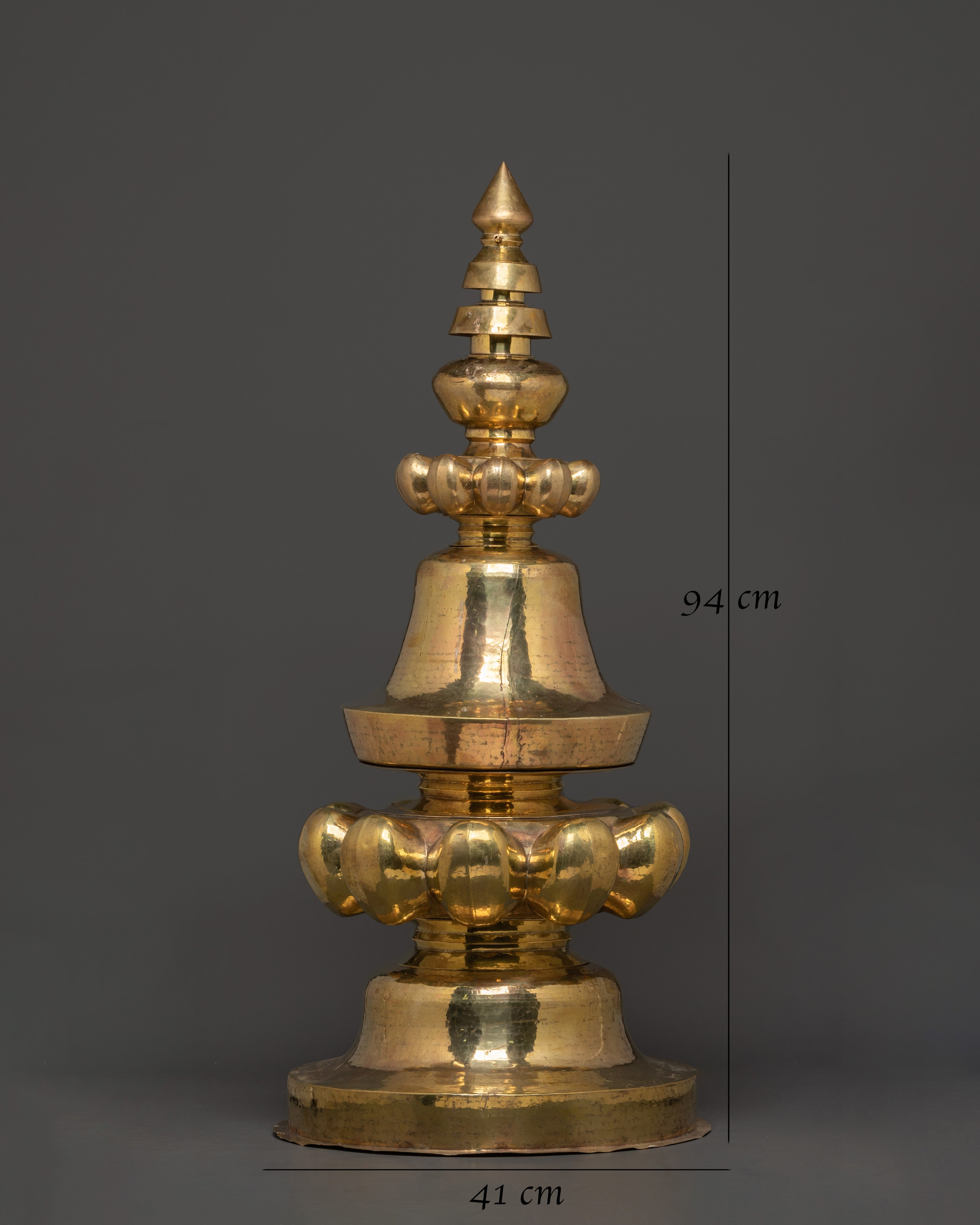 Tibetan Shrine Top Piece Gajur | Handcrafted Brass Gajur