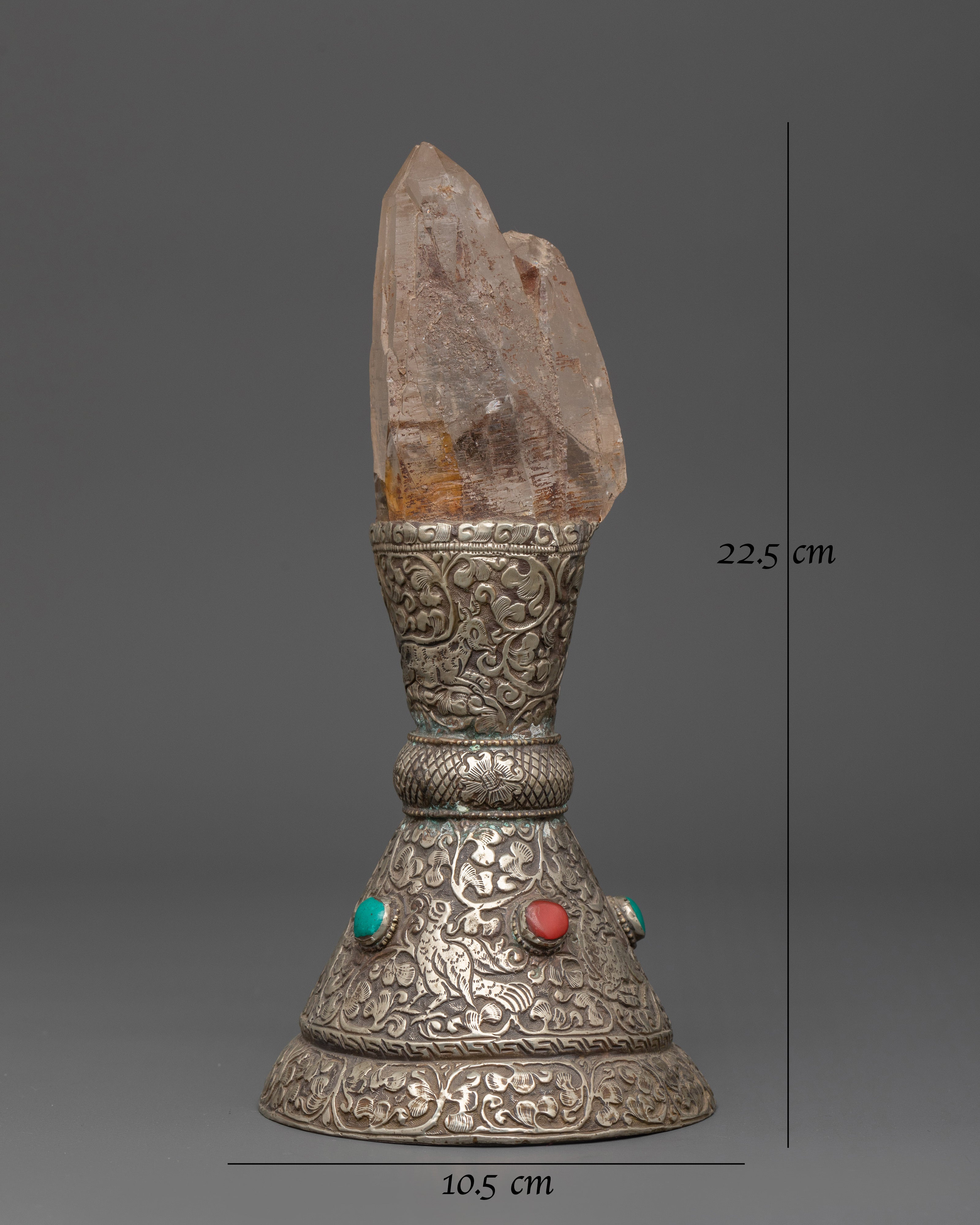 Tibetan Ritual Stamp | Handcrafted Spiritual Seal with Gemstones and Crystal Tip
