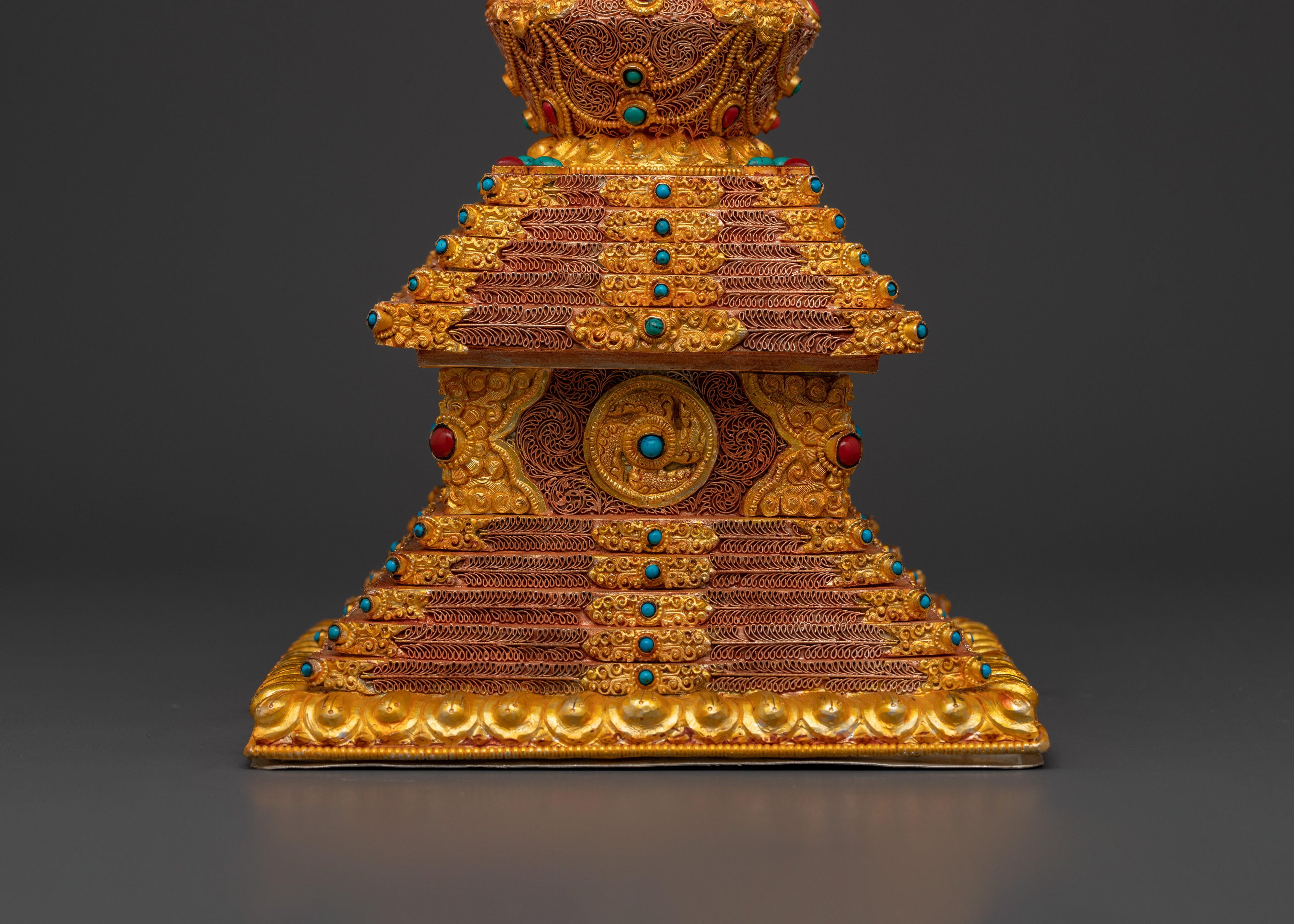 Vajrayana Stupa Art | Gold-Plated Copper Buddhist Altar