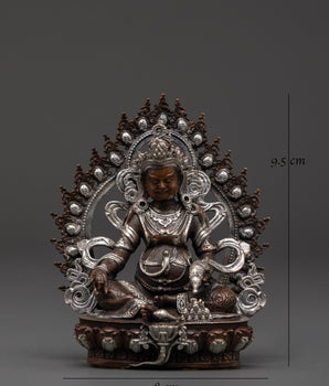 Handmade Dzambhala Wealth Statue | Copper Silver Buddhist God Idol
