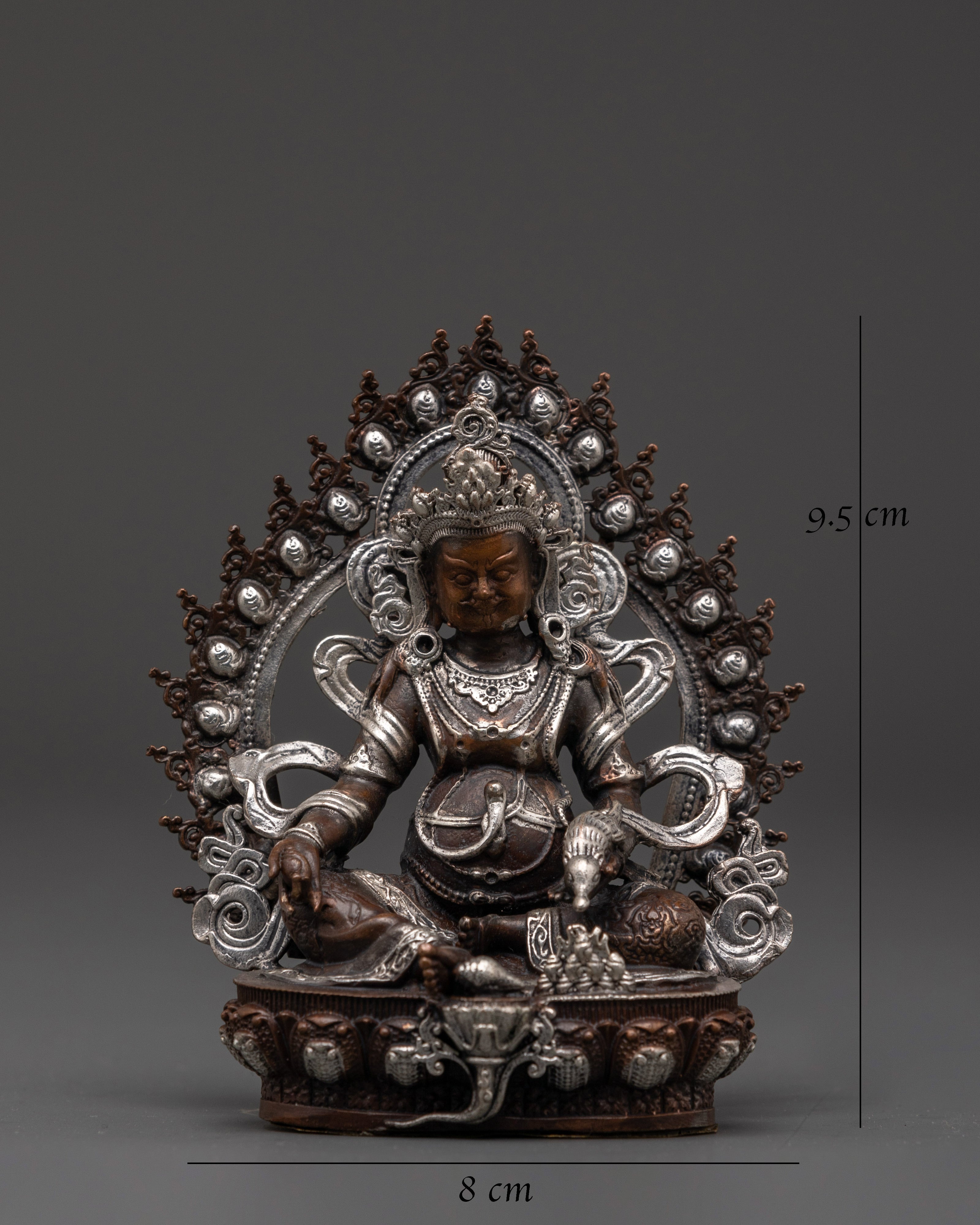 Handmade Dzambhala Wealth Statue | Copper Silver Buddhist God Idol