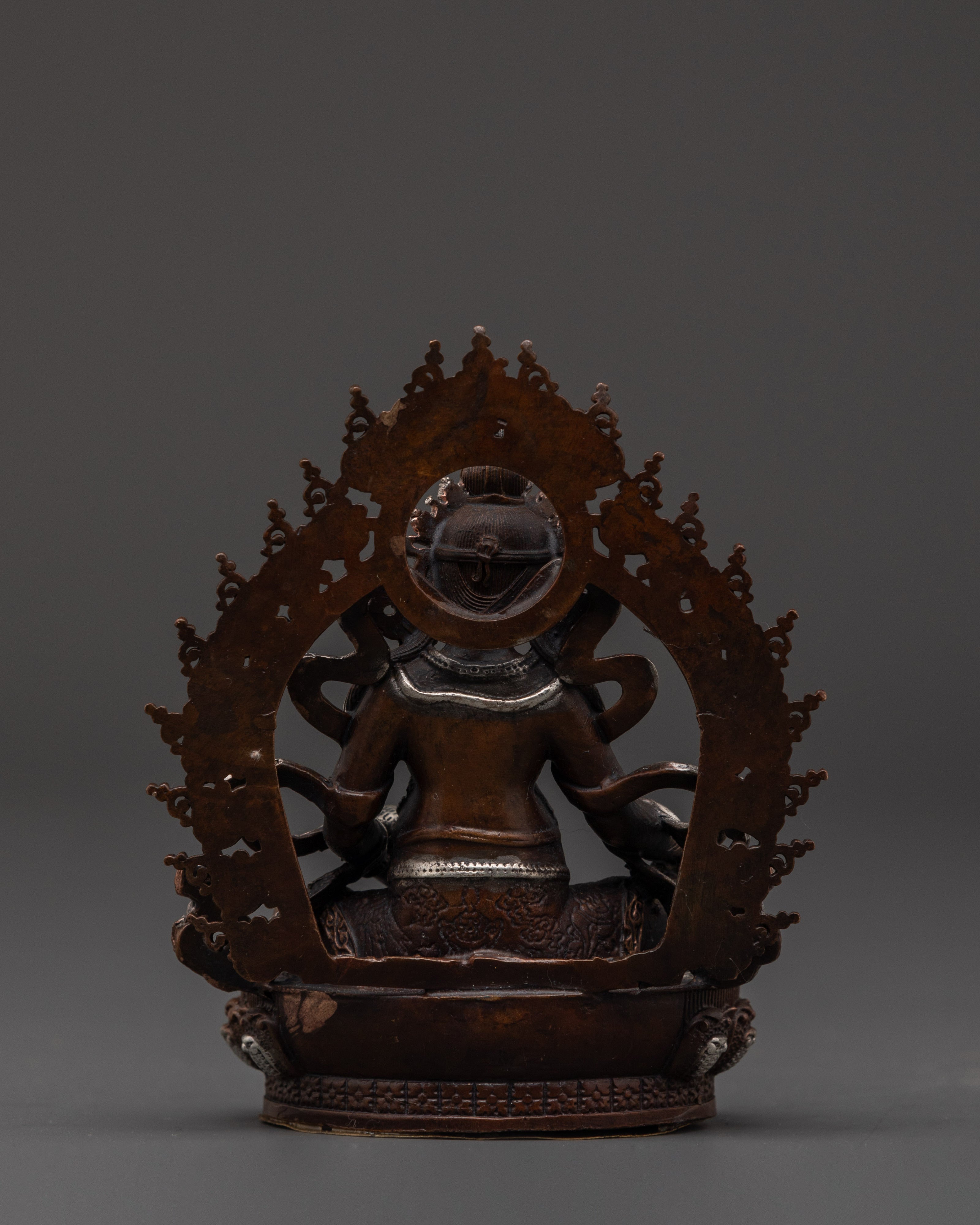 Handmade Dzambhala Wealth Statue | Copper Silver Buddhist God Idol