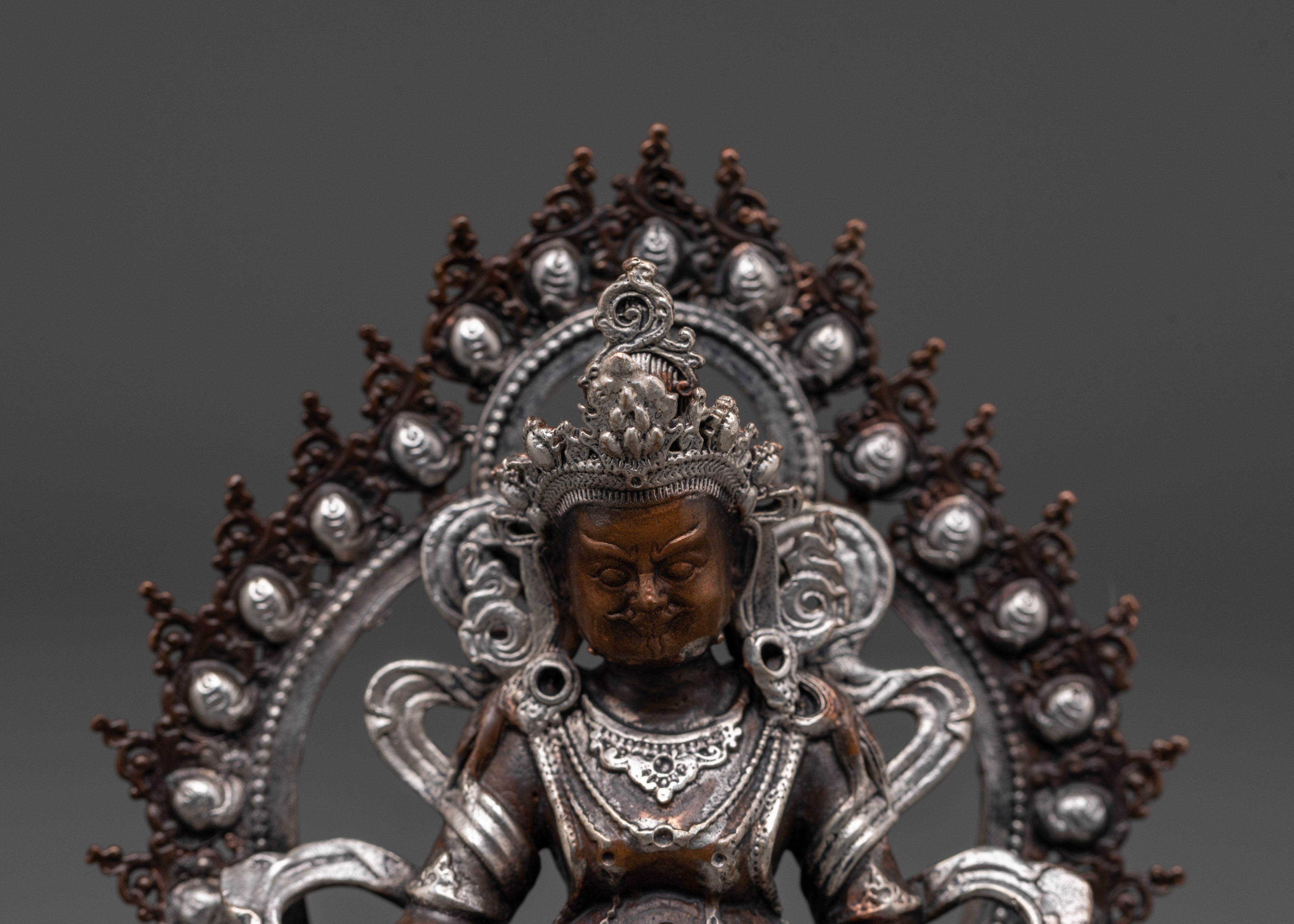 Handmade Dzambhala Wealth Statue | Copper Silver Buddhist God Idol