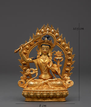 Manjushri Mahayana Deity Statue | Wisdom Bodhisattva in Gold-Plated Copper