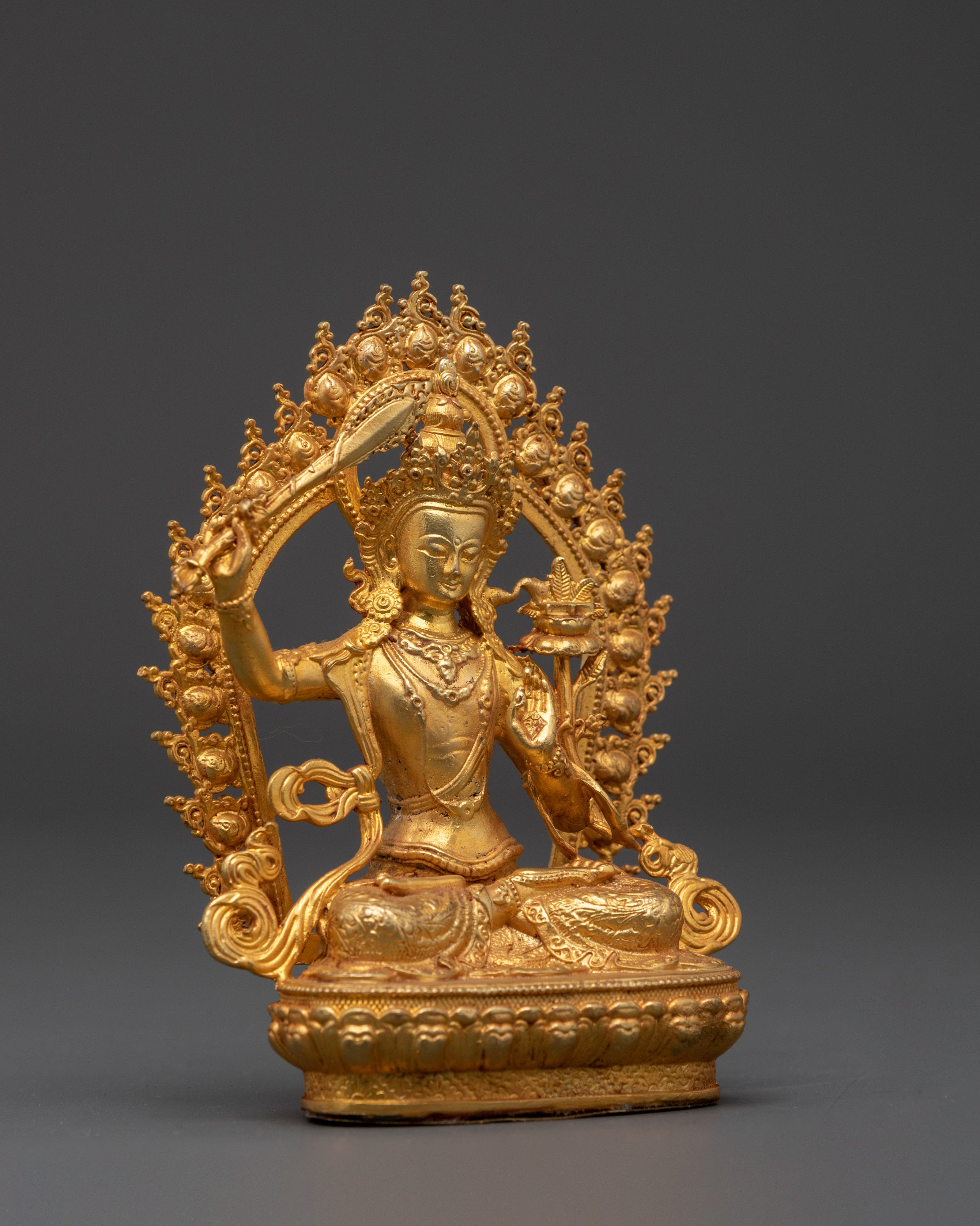 Manjushri Wisdom Bodhisattva Copper Statue | Mahayana Deity of Clarity