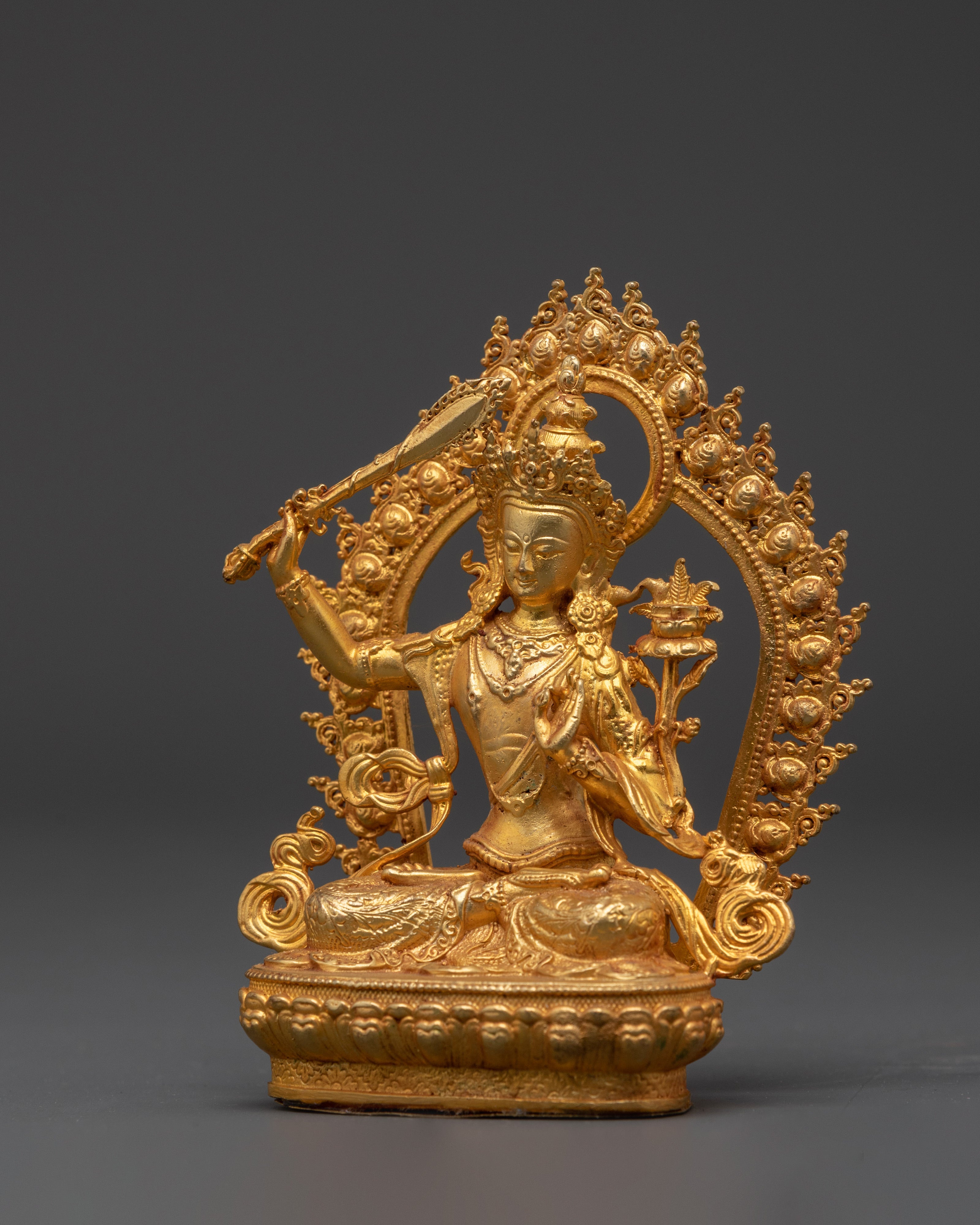 Manjushri Wisdom Bodhisattva Copper Statue | Mahayana Deity of Clarity