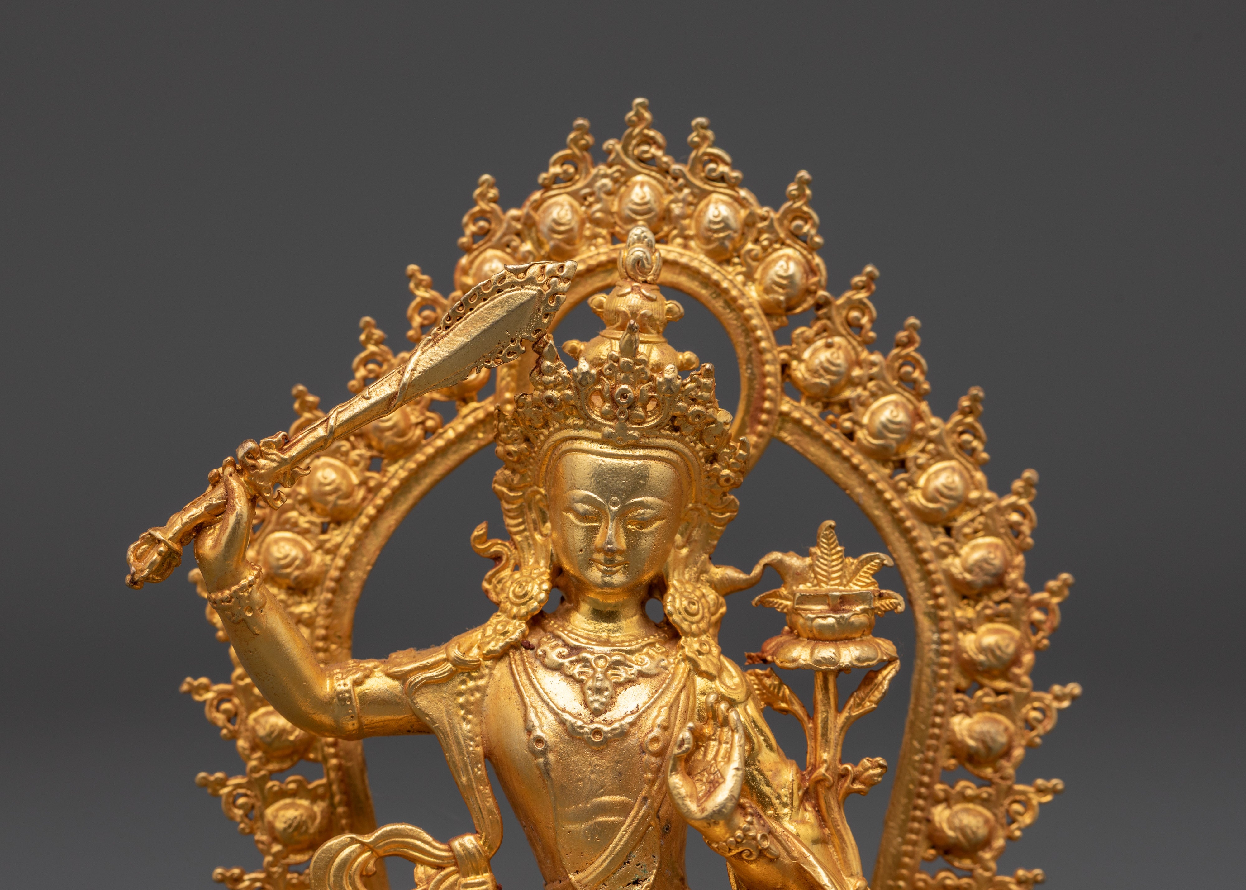 Manjushri Wisdom Bodhisattva Copper Statue | Mahayana Deity of Clarity