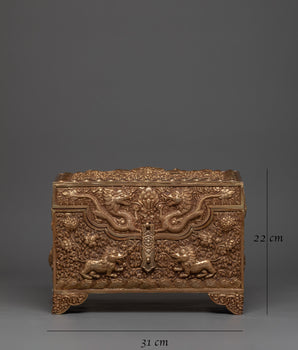 Copper Treasure Box with Gold Plating | Snow Lion Guardians