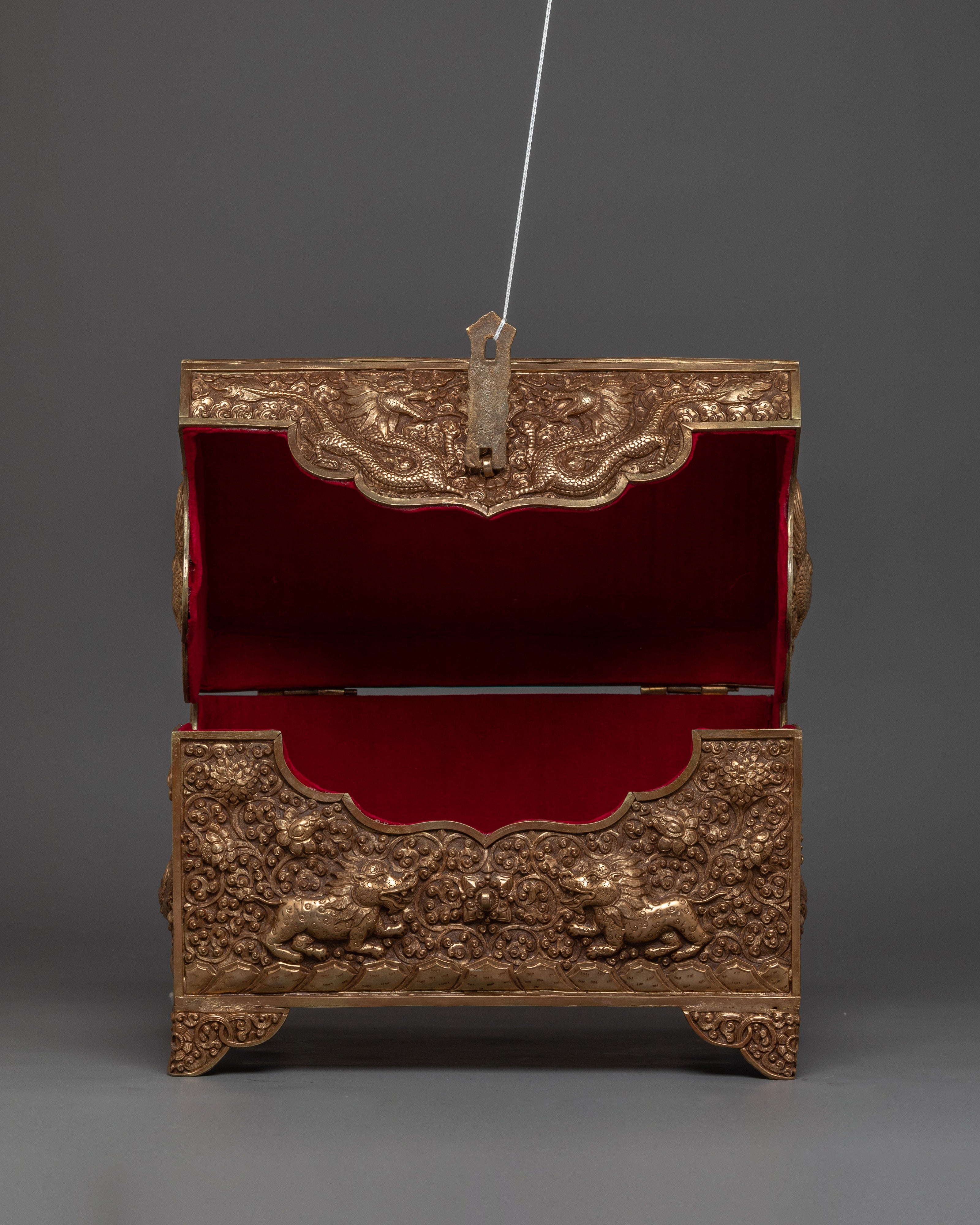 Copper Treasure Box with Gold Plating | Snow Lion Guardians
