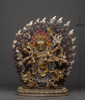 White Mahakala Wrathful Form – Tibetan Protector Deity Statue