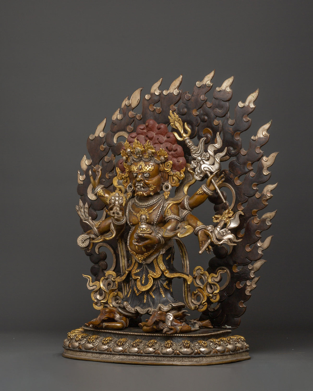 White Mahakala Wrathful Form – Tibetan Protector Deity Statue