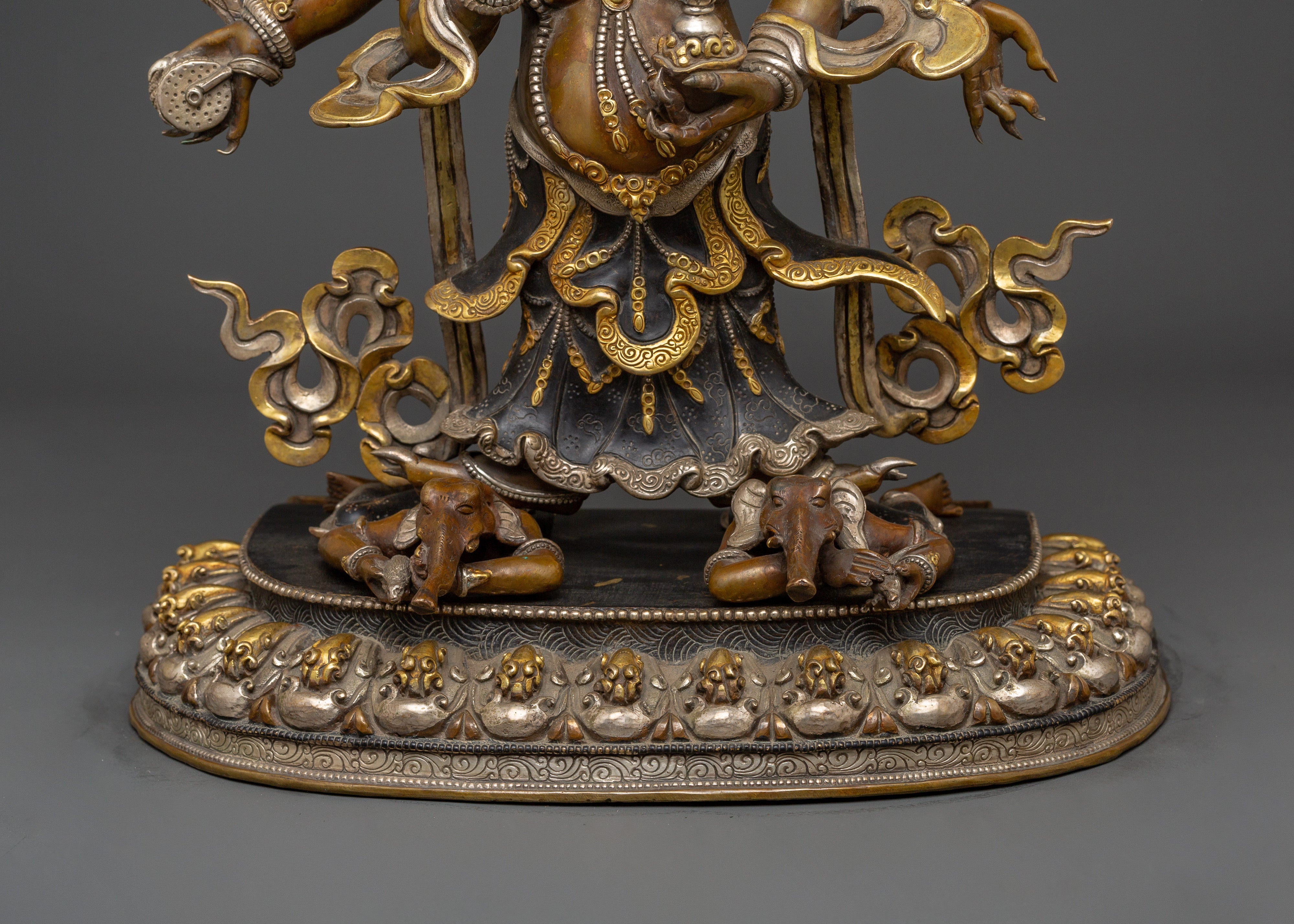 White Mahakala Wrathful Form – Tibetan Protector Deity Statue