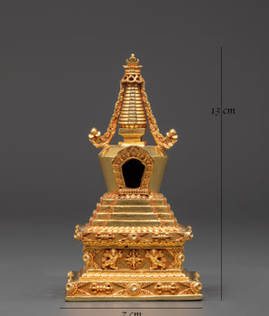 Tibetan Buddhist Ritual Shrine | Handcrafted Gold Plated Copper Altar Decoration