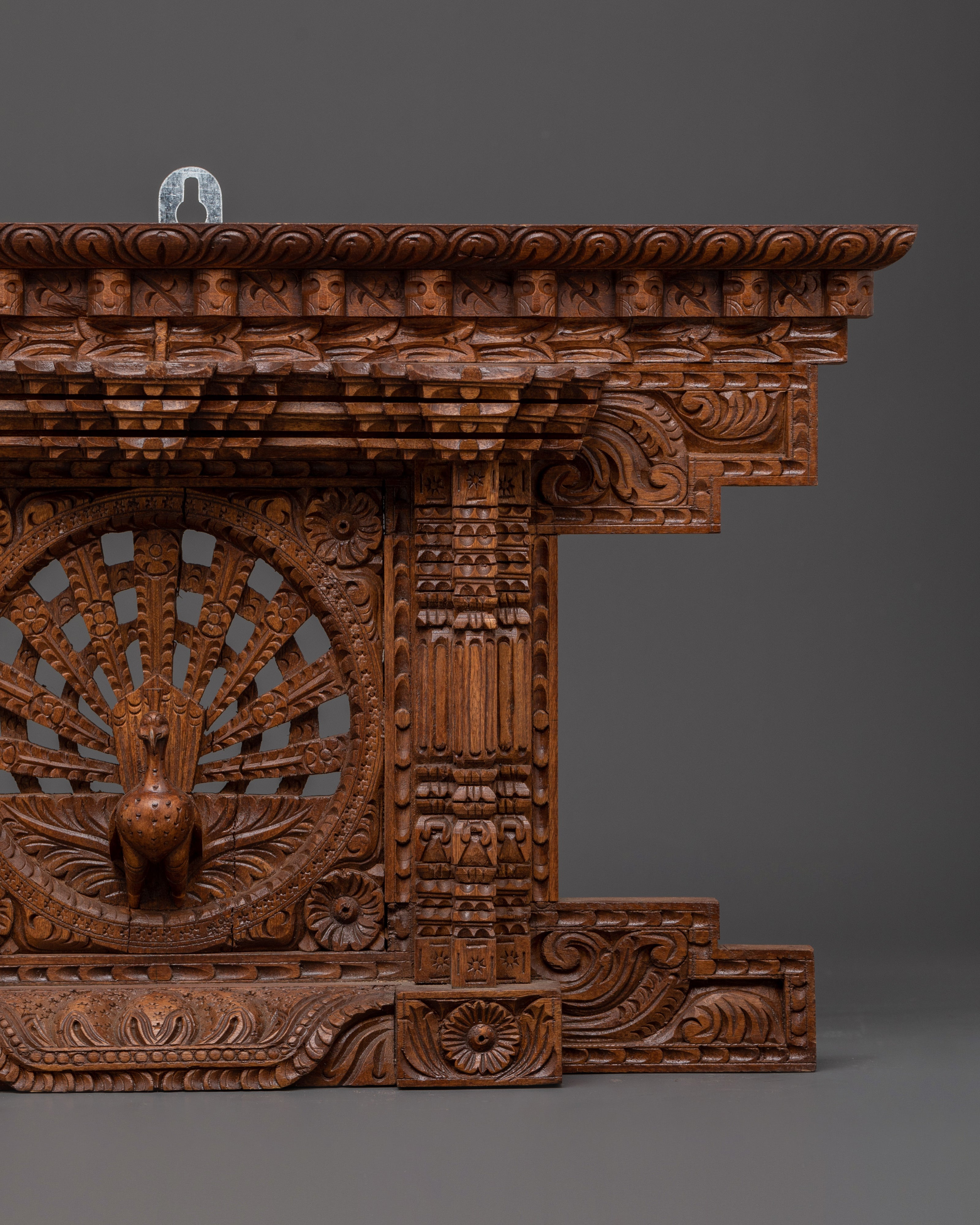 Hand-Carved Peacock Wall Hanging | Traditional Ethnic Wood Decor