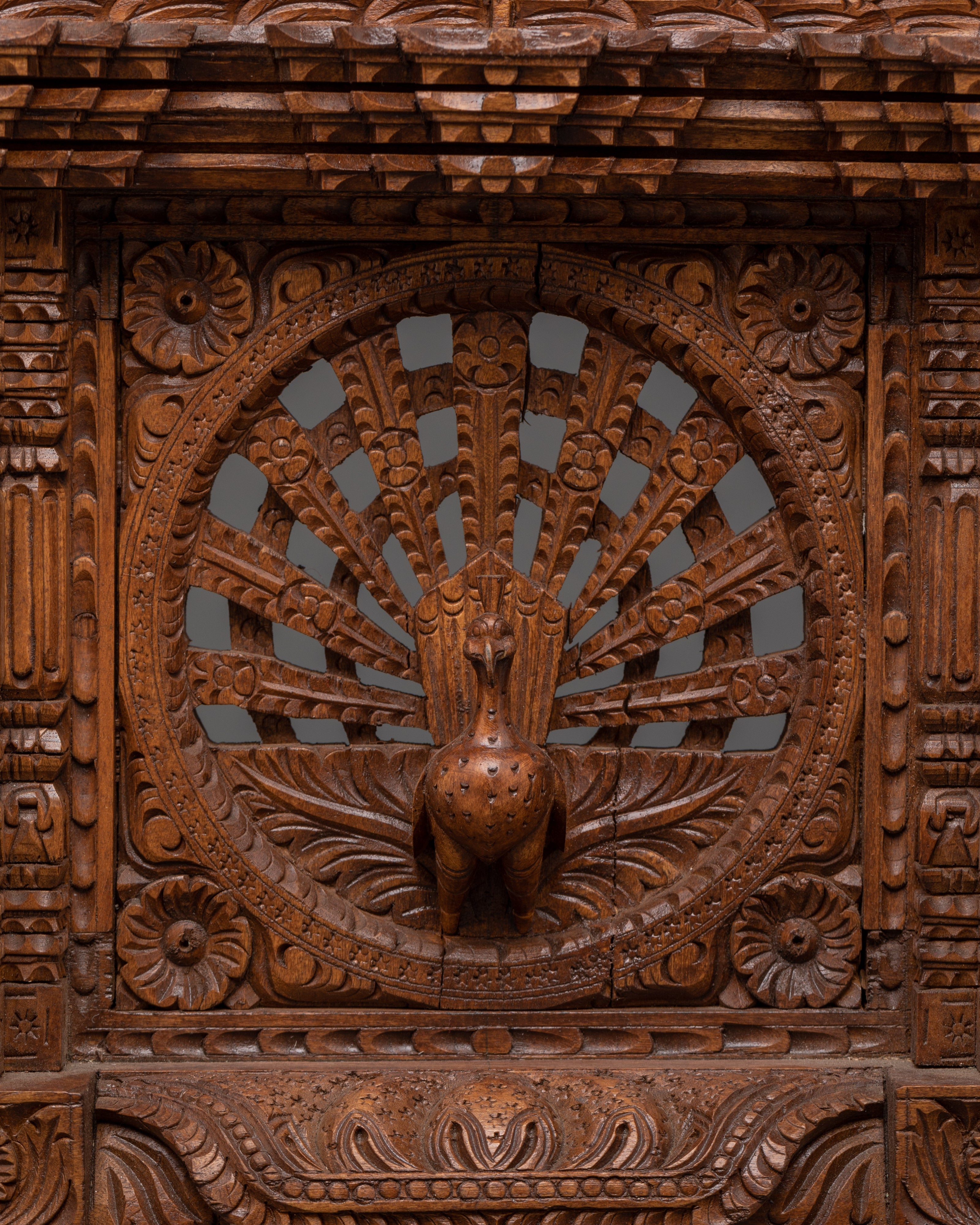 Hand-Carved Peacock Wall Hanging | Traditional Ethnic Wood Decor