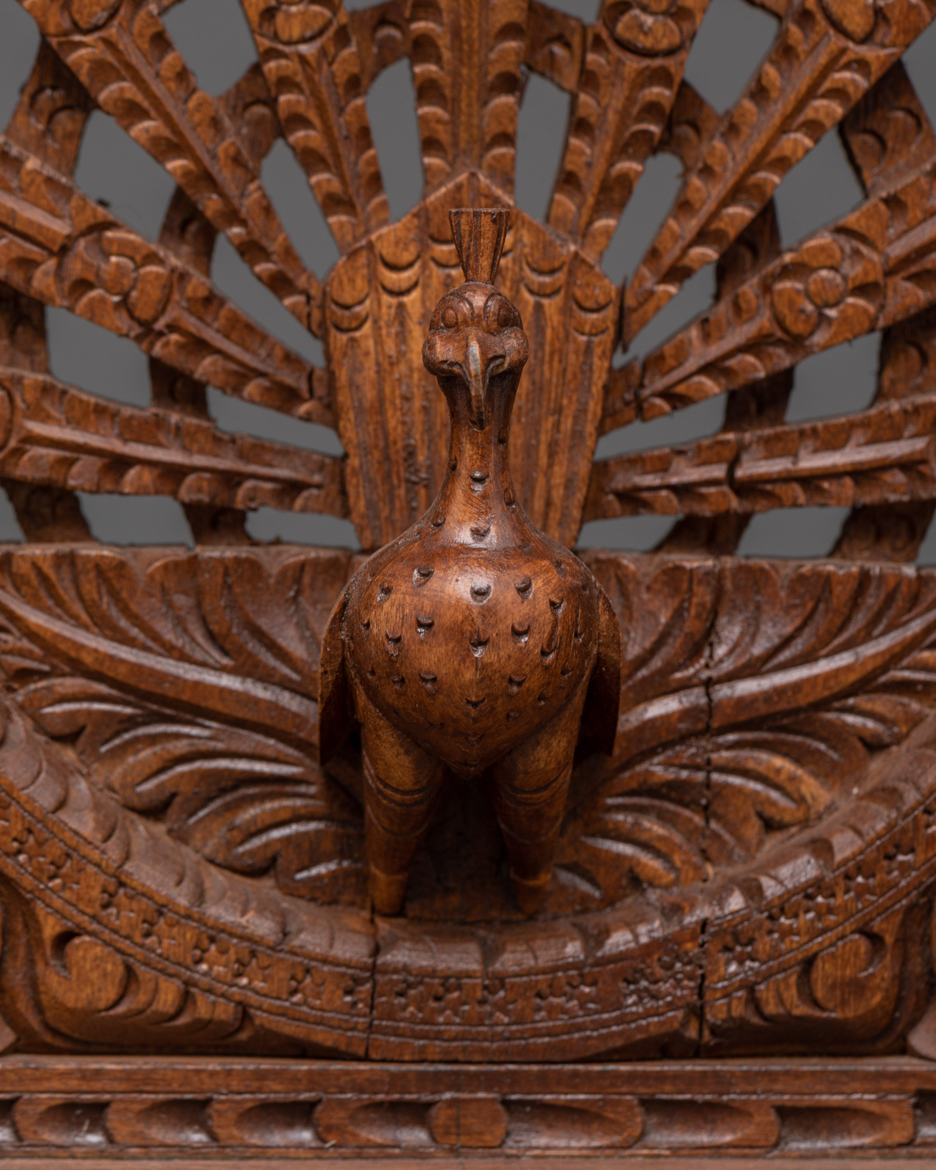 Hand-Carved Peacock Wall Hanging | Traditional Ethnic Wood Decor