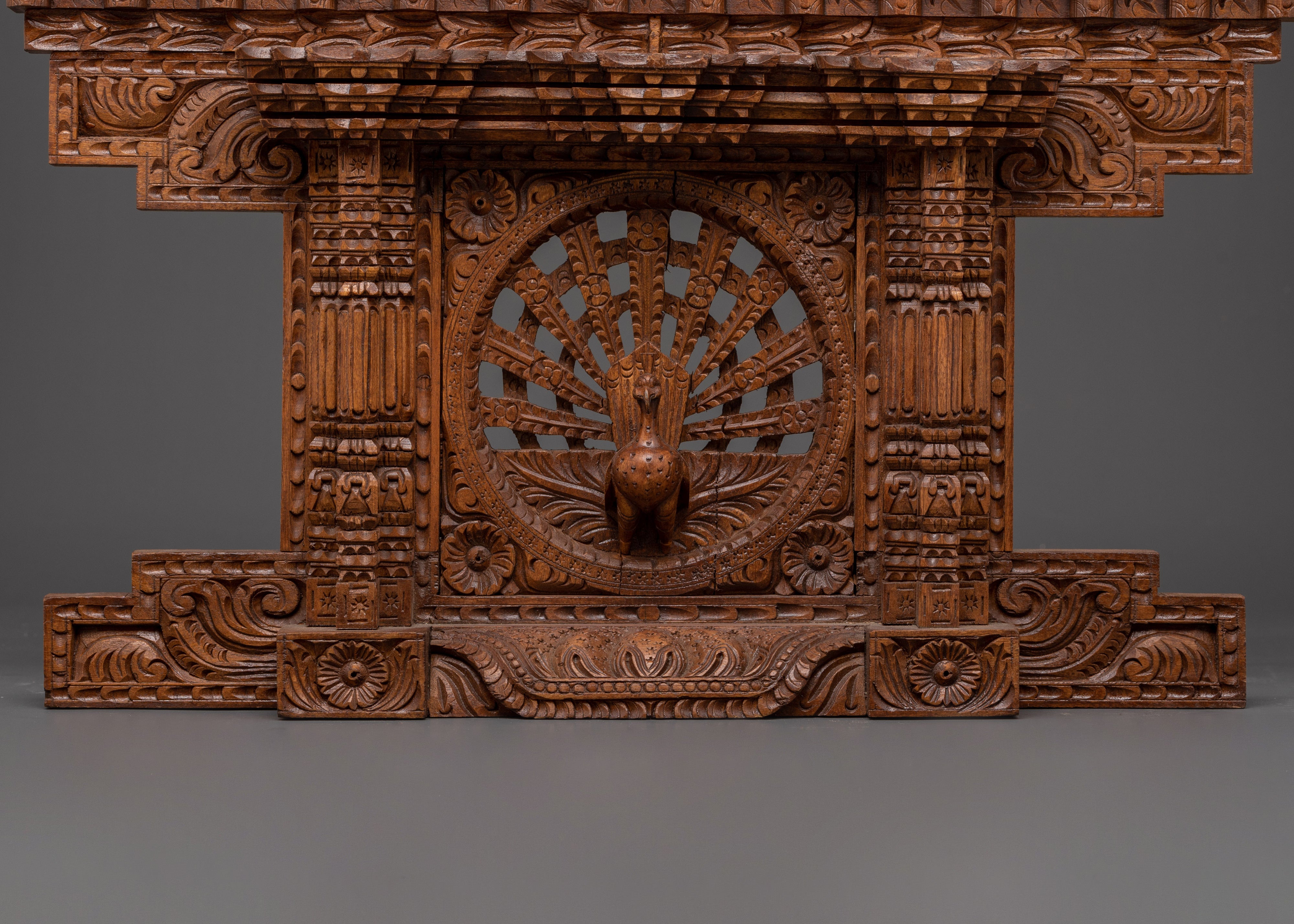 Hand-Carved Peacock Wall Hanging | Traditional Ethnic Wood Decor