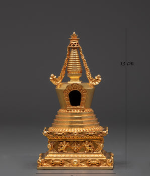 Sacred Copper Buddhist Shrine | Handcrafted Gold Plated Tibetan Decor