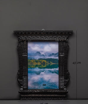 Hand-Carved Tibetan Wall Hanging Photo Frame | Wooden Decor