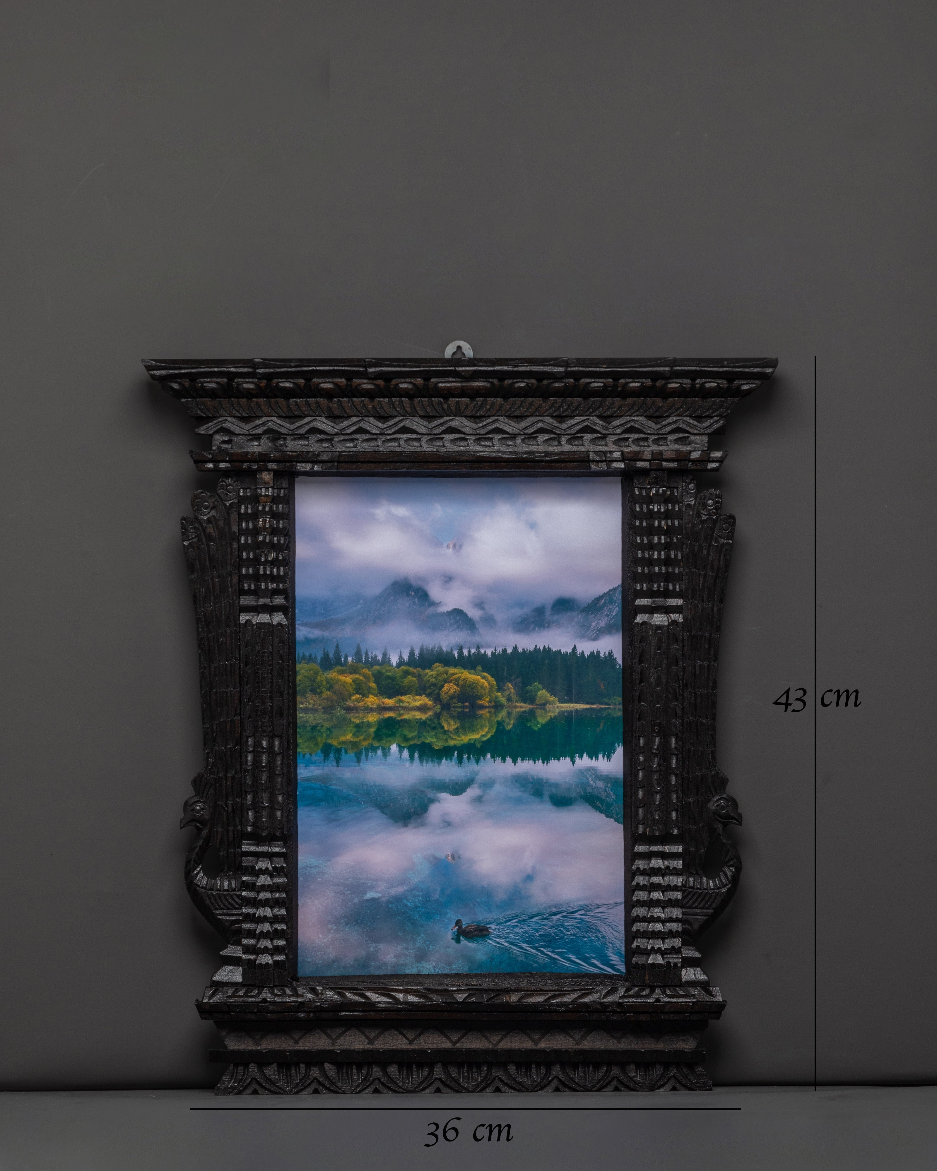 Hand-Carved Tibetan Wall Hanging Photo Frame | Wooden Decor