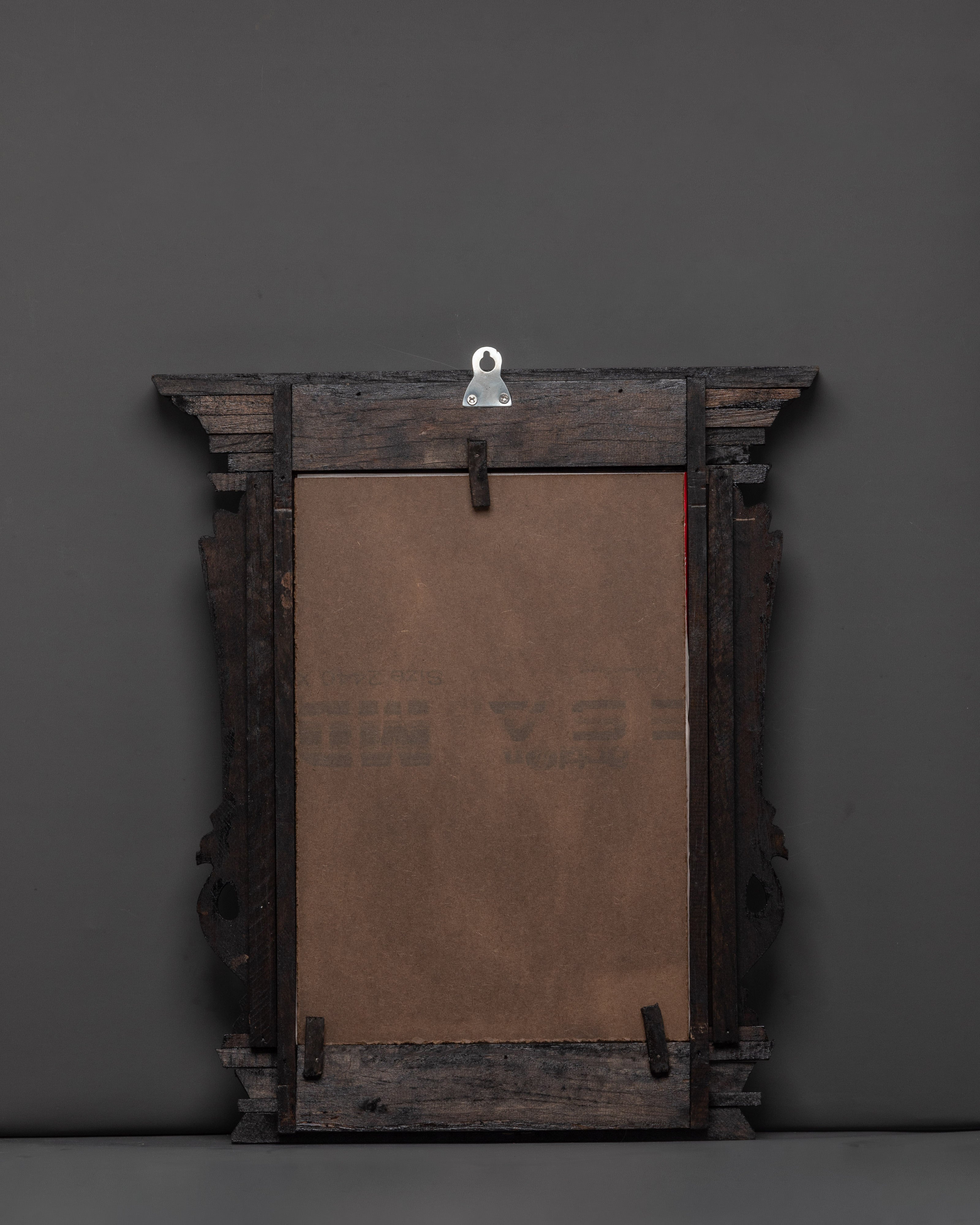 Hand-Carved Tibetan Wall Hanging Photo Frame | Wooden Decor
