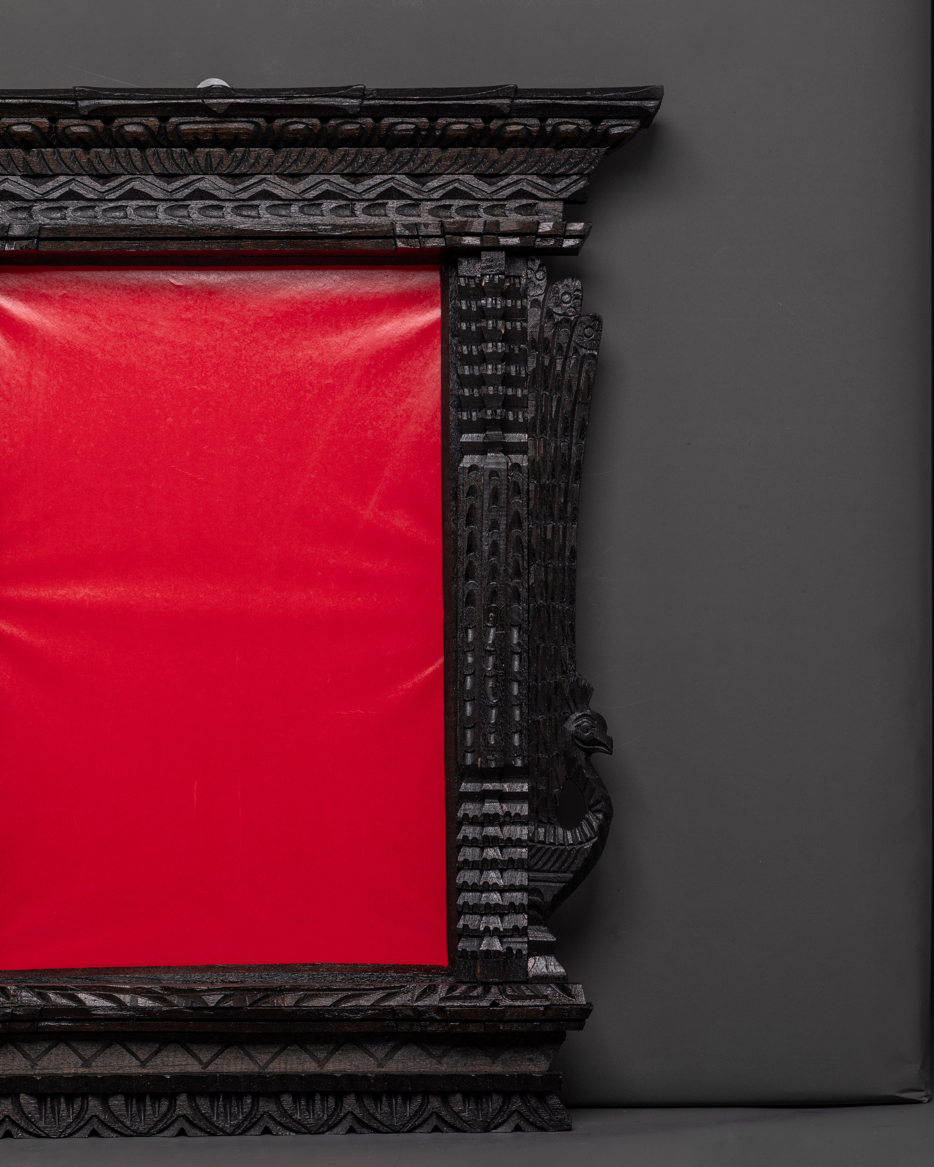 Hand-Carved Tibetan Wall Hanging Photo Frame | Wooden Decor