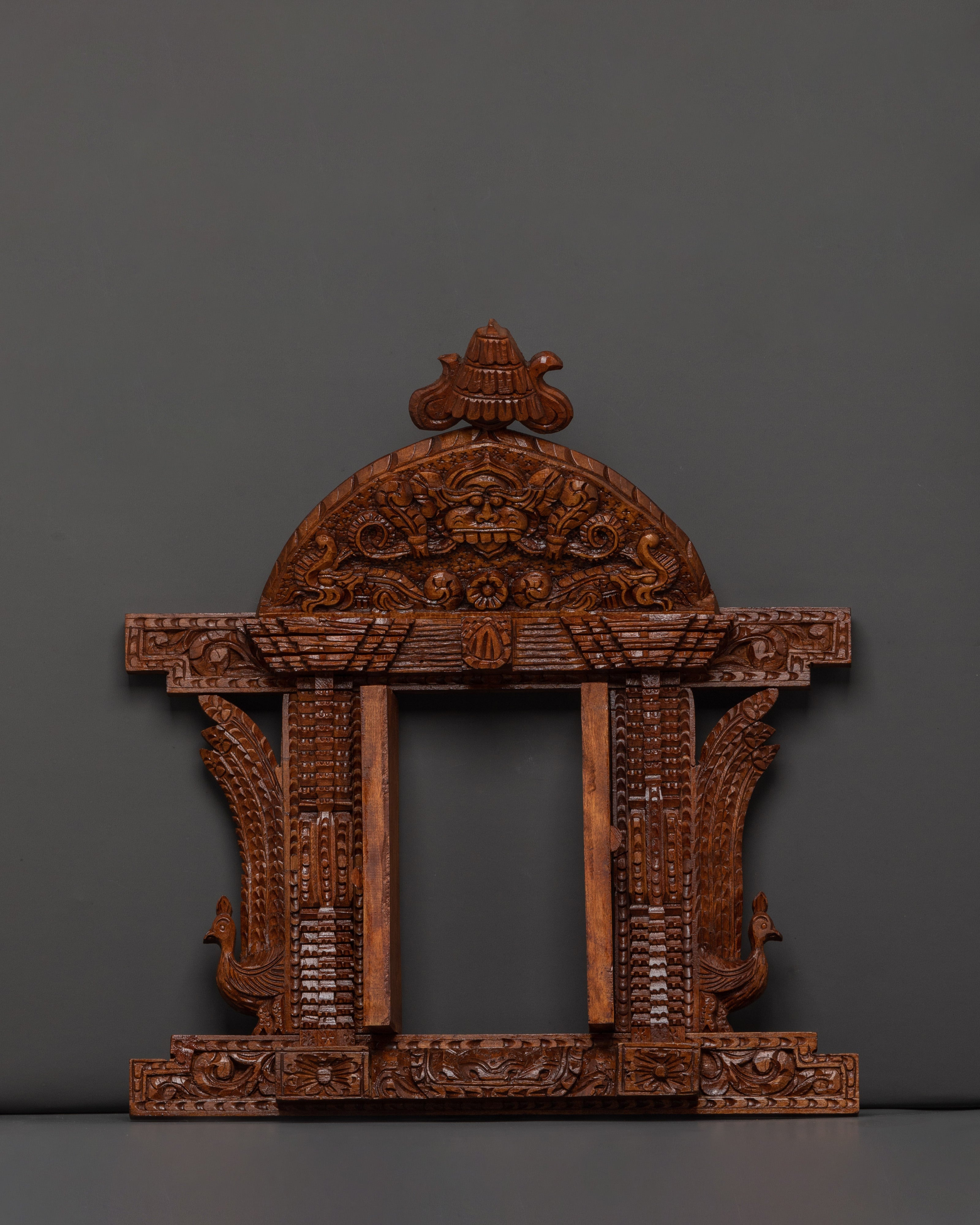 Auspicious Symbols Engraved Wall Hanging – Hand-Carved Wooden Spiritual Decor