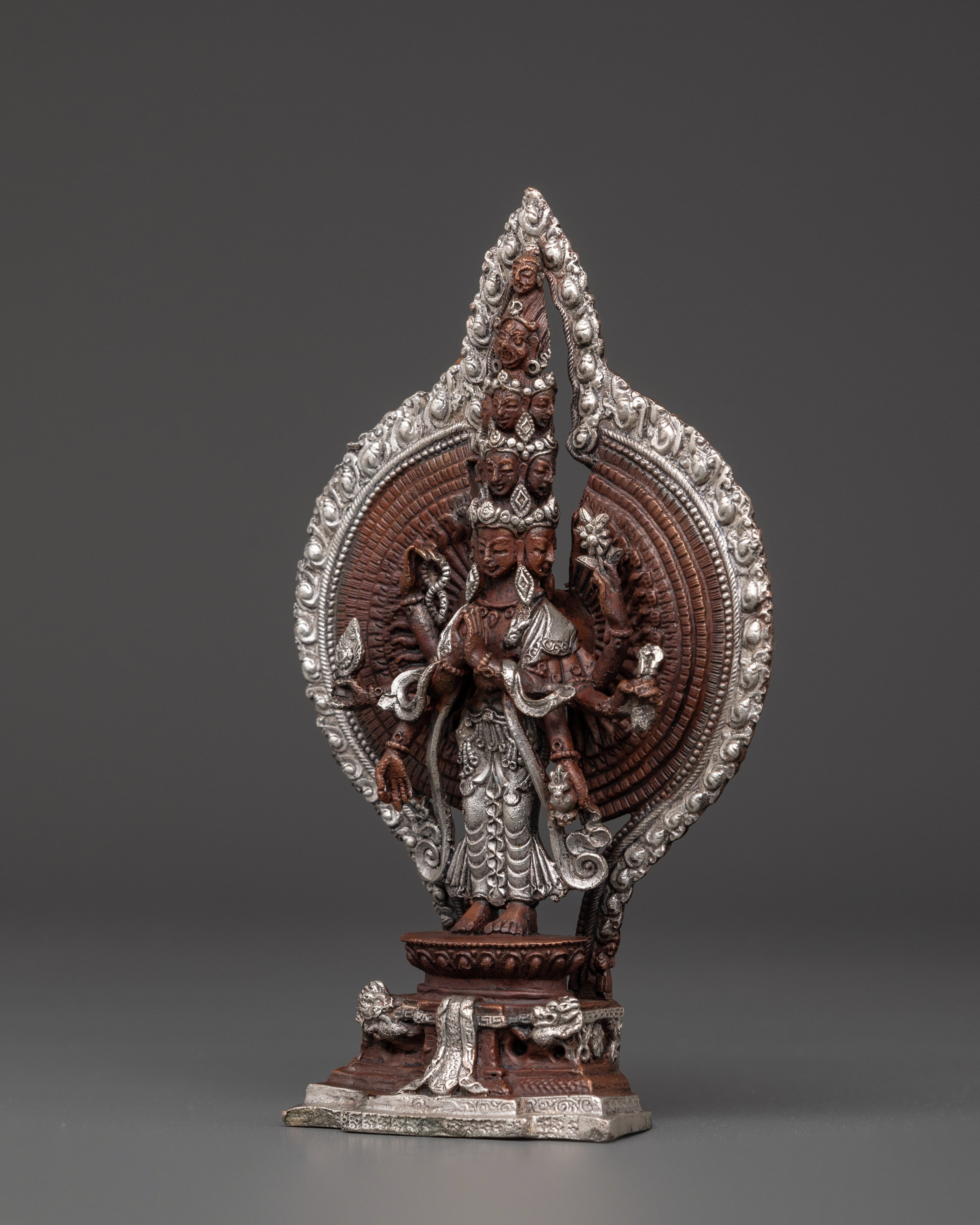 1000 Armed Chenrezig Oxidized Copper Statue | Bodhisattva of Compassion Sculpture
