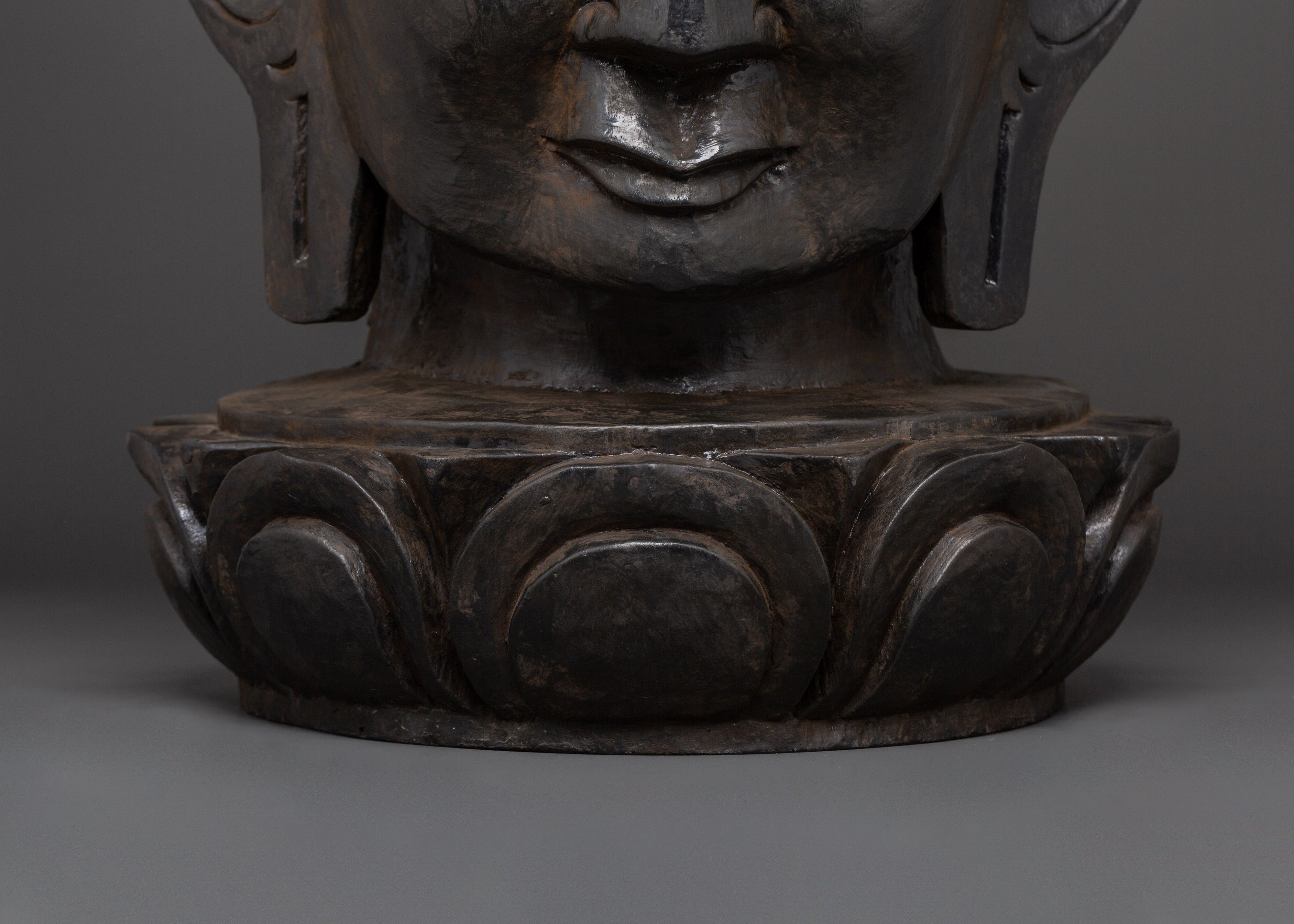 Buddhist Head Sculpture | Handcarved Wooden Buddha Decor